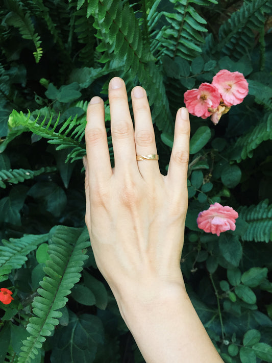 An image for my blog post talking about the different colors gold can come in. In this photo, we see the example of a yellow gold ring whilst the blog expands on the three most commonly used gold colors.