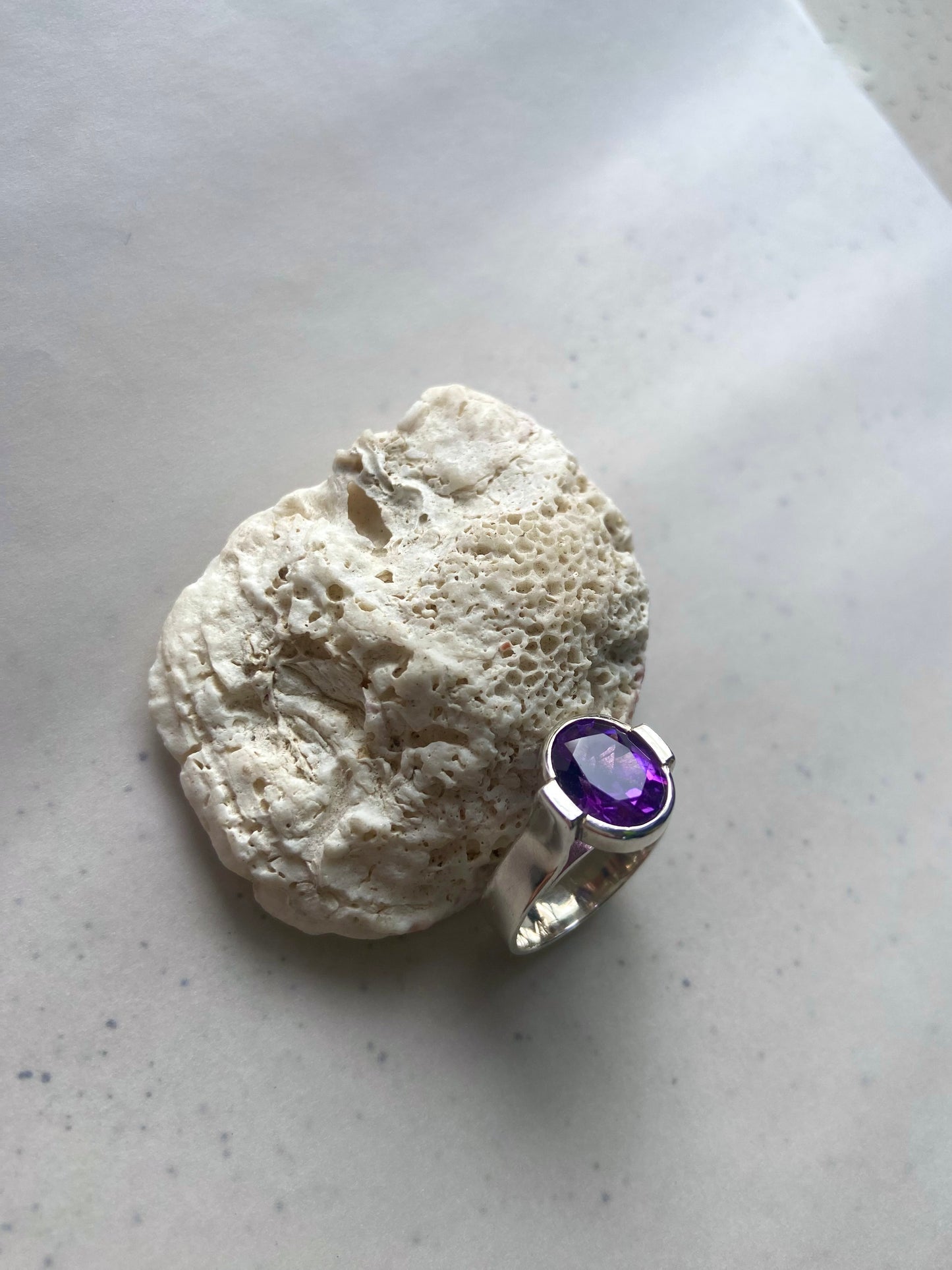 Plumeria | Amethyst silver ring