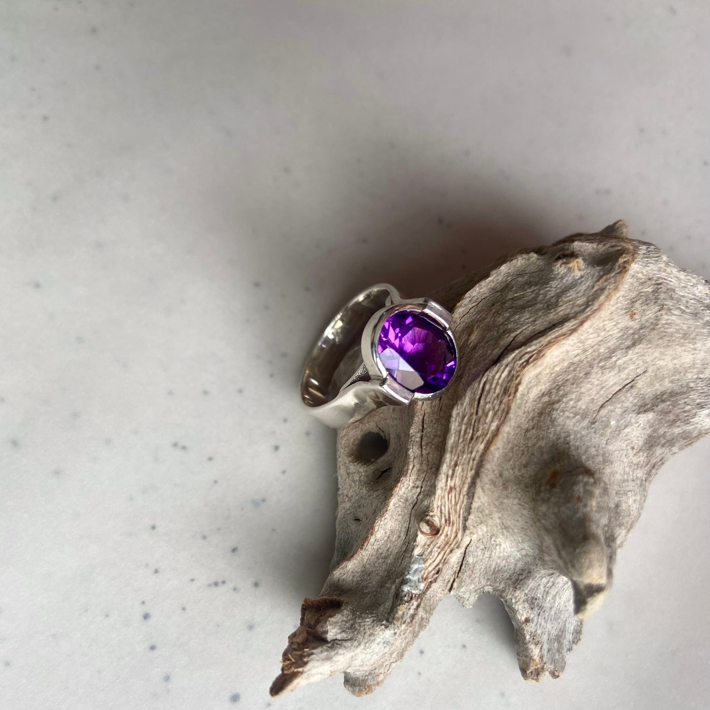 Plumeria | Amethyst silver ring
