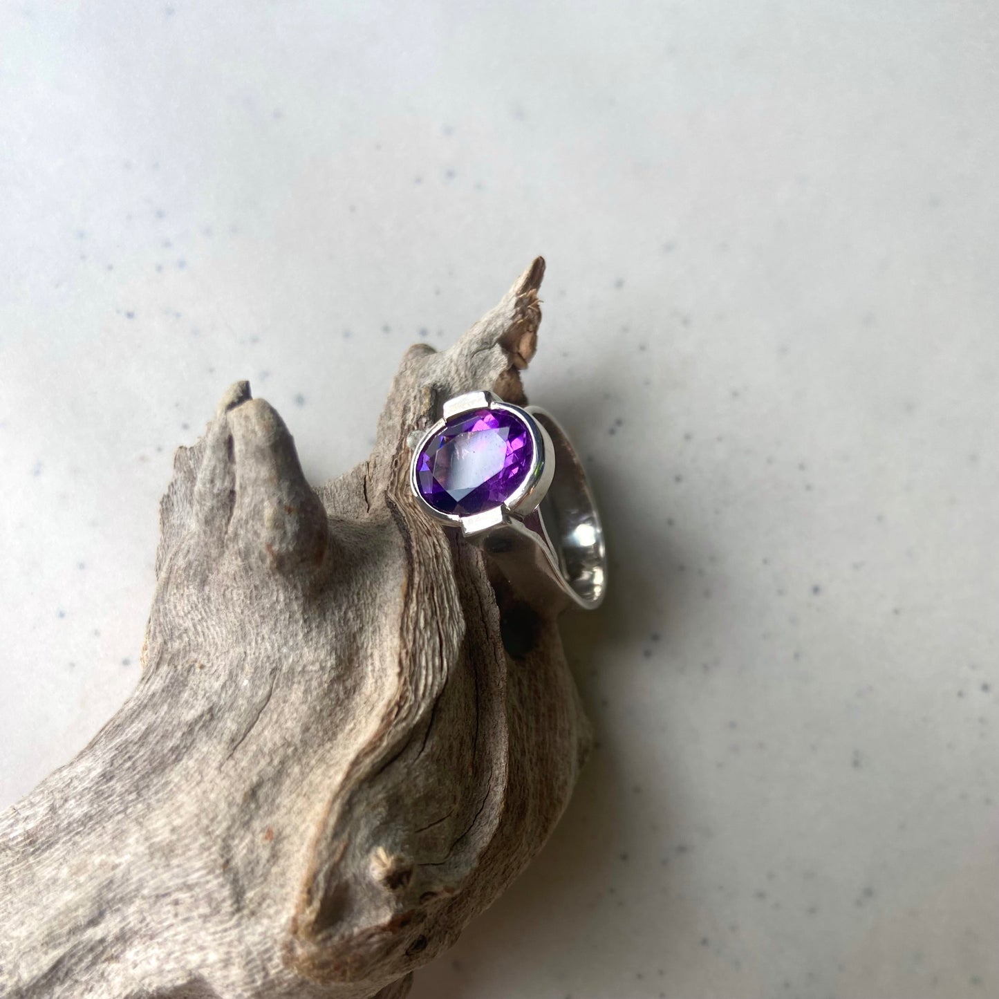 Plumeria | Amethyst silver ring