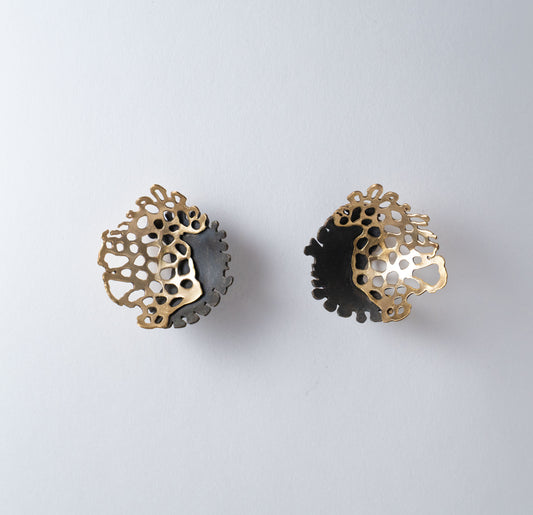 An ode to  Montipora Peltiformis  - oxidized and matte finish brass earrings, available for custom order in gold and silver