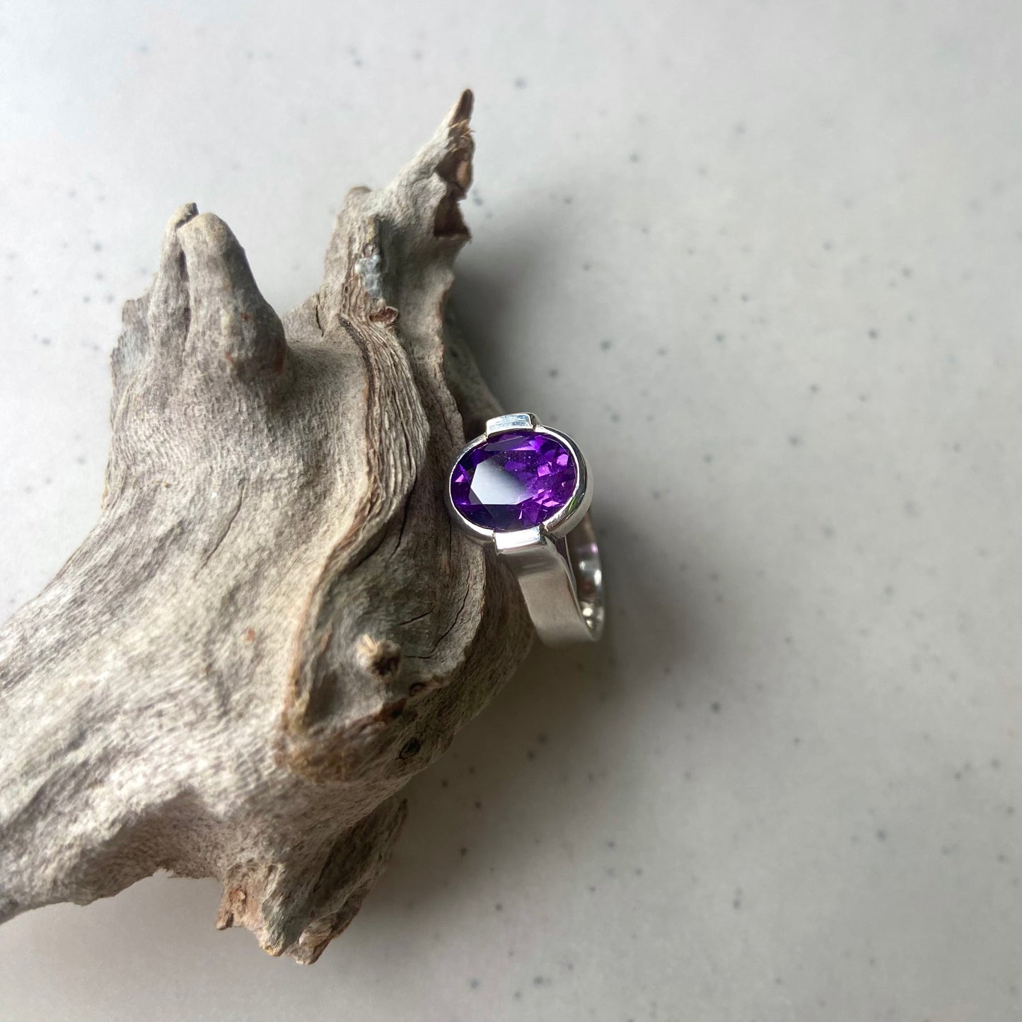 Plumeria | Amethyst silver ring