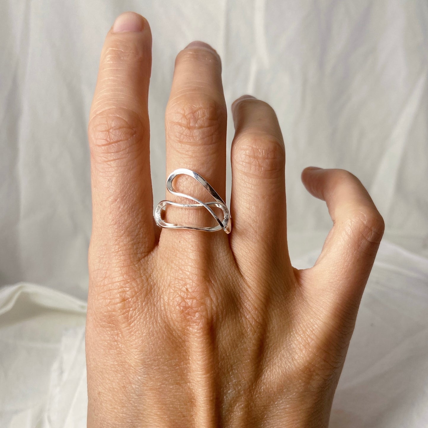 Deconstructed floral sterling silver ring series no. 1