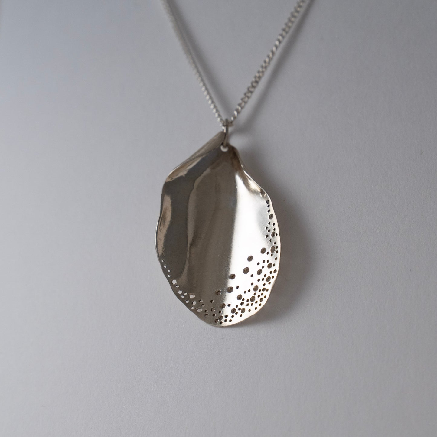 Ocean-Inspired Handmade Silver Pendant | Nature Jewelry with Curb Chain | OOAK
