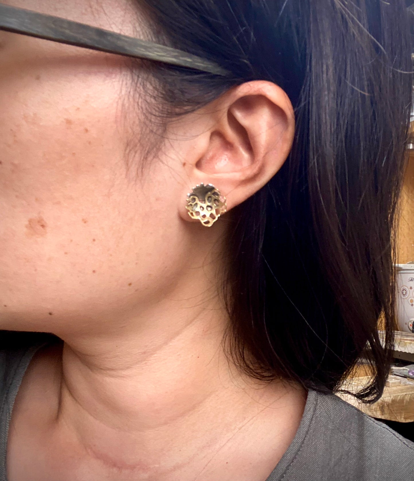 SMALL * An ode to Montipora Peltiformis - oxidized and matte finish brass earrings, available for custom order in gold and silver (Copy)