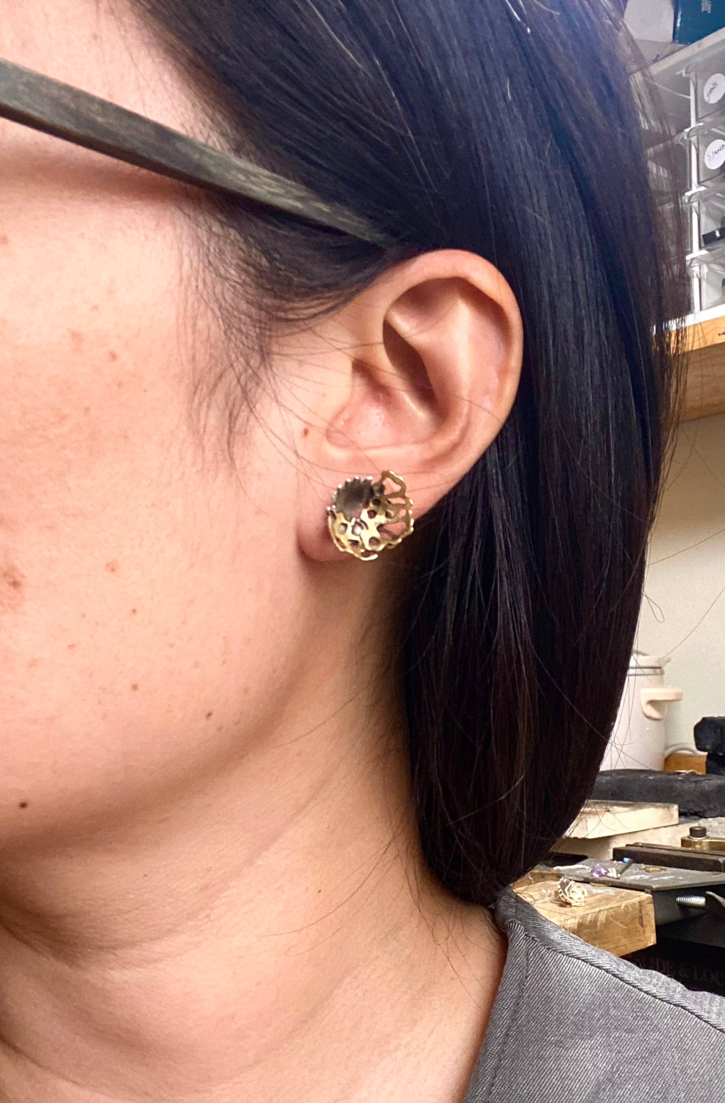 SMALL * An ode to Montipora Peltiformis - oxidized and matte finish brass earrings, available for custom order in gold and silver (Copy)