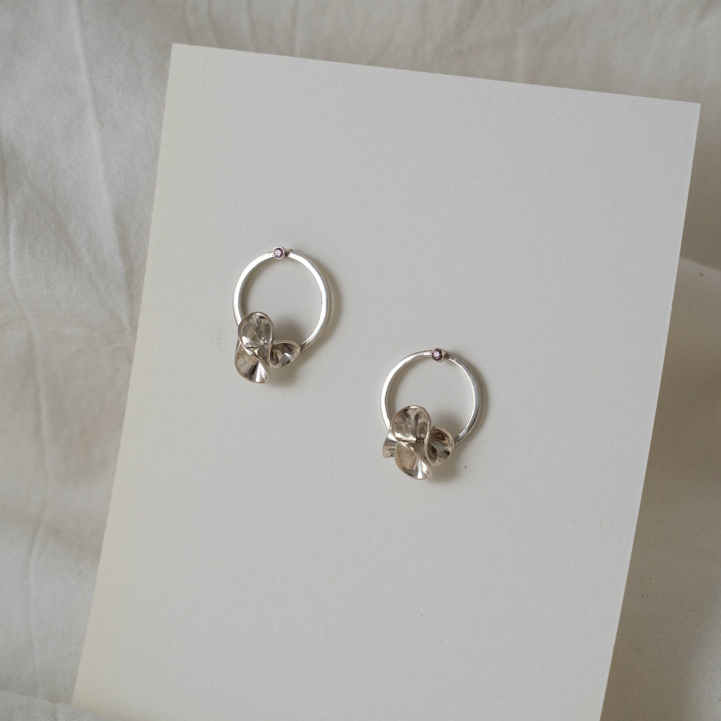 Floral stud earrings with sapphires