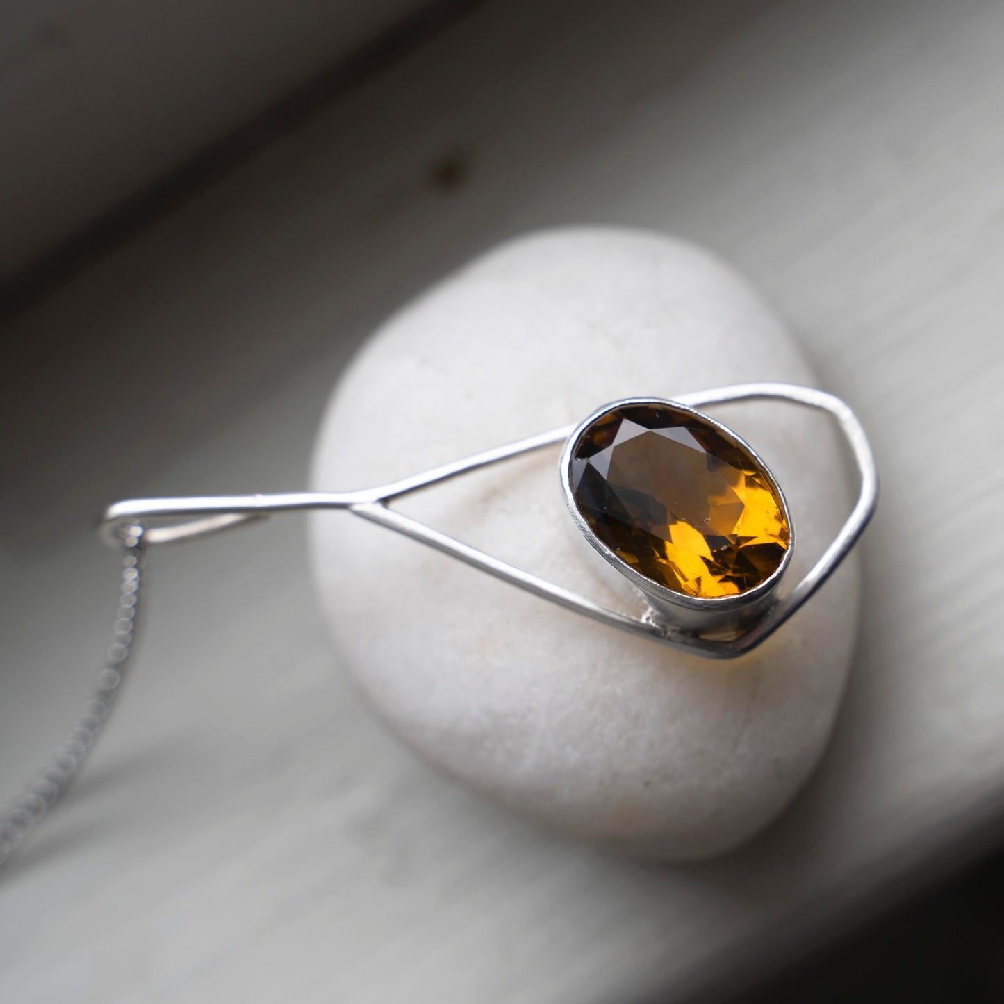 Malia | Citrine Silver Pendant