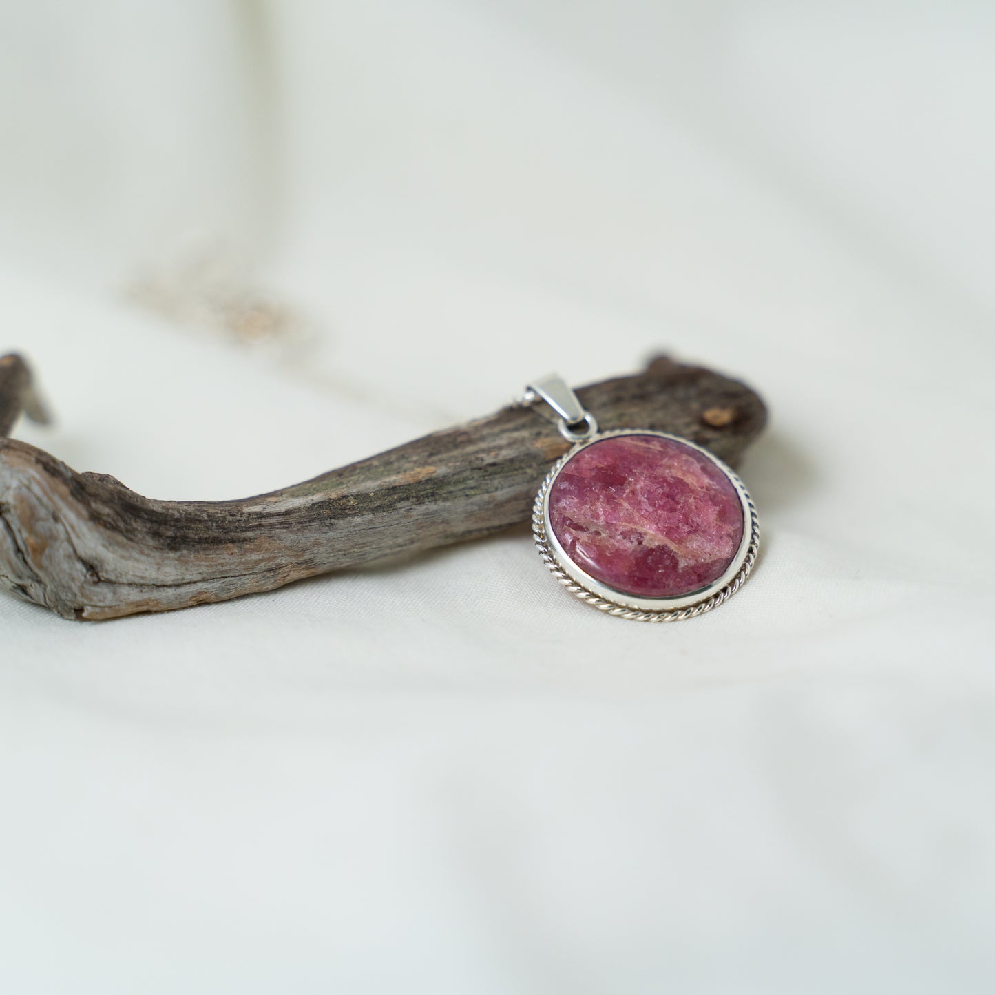Raw authentic ruby sterling silver pendant