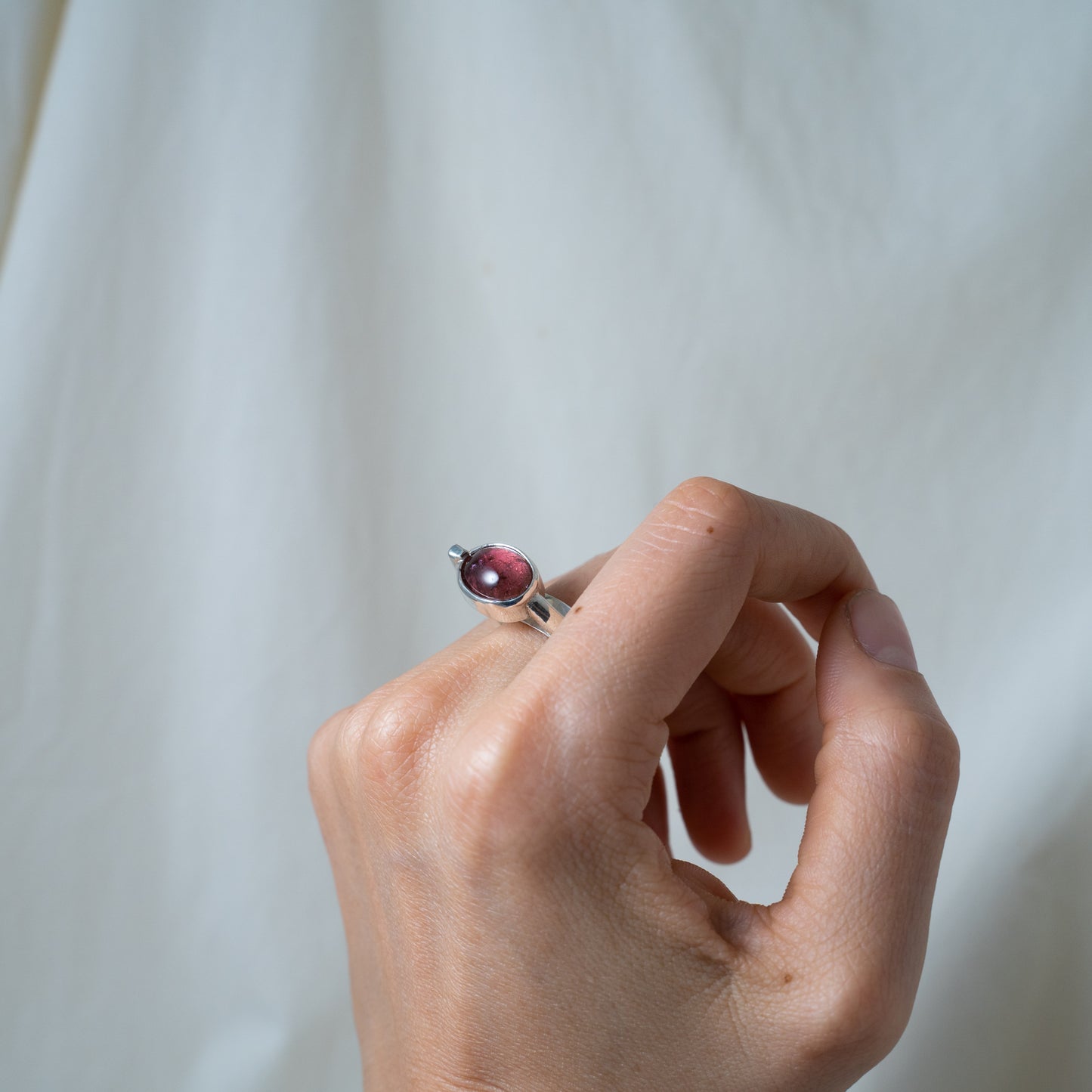 Iconic, retro-inspired, pink tourmaline silver ring