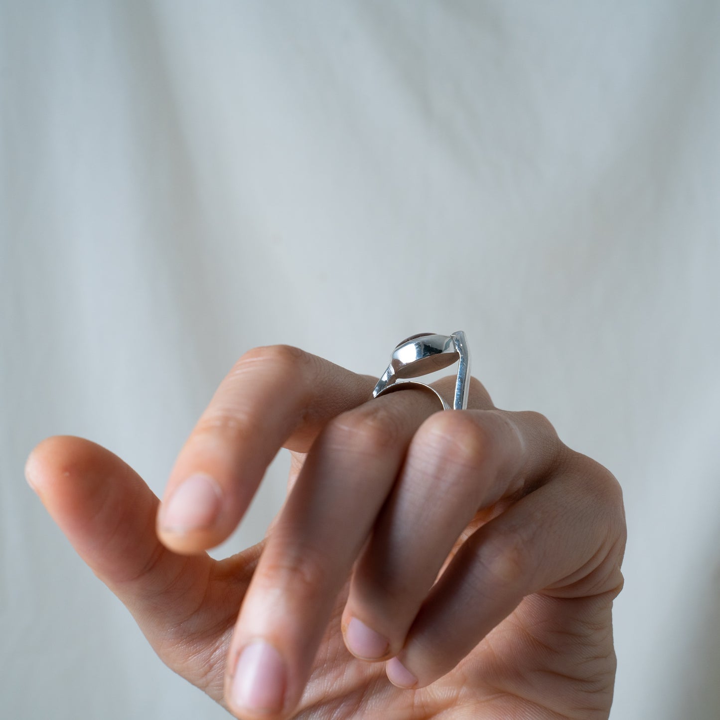 Iconic, retro-inspired, pink tourmaline silver ring