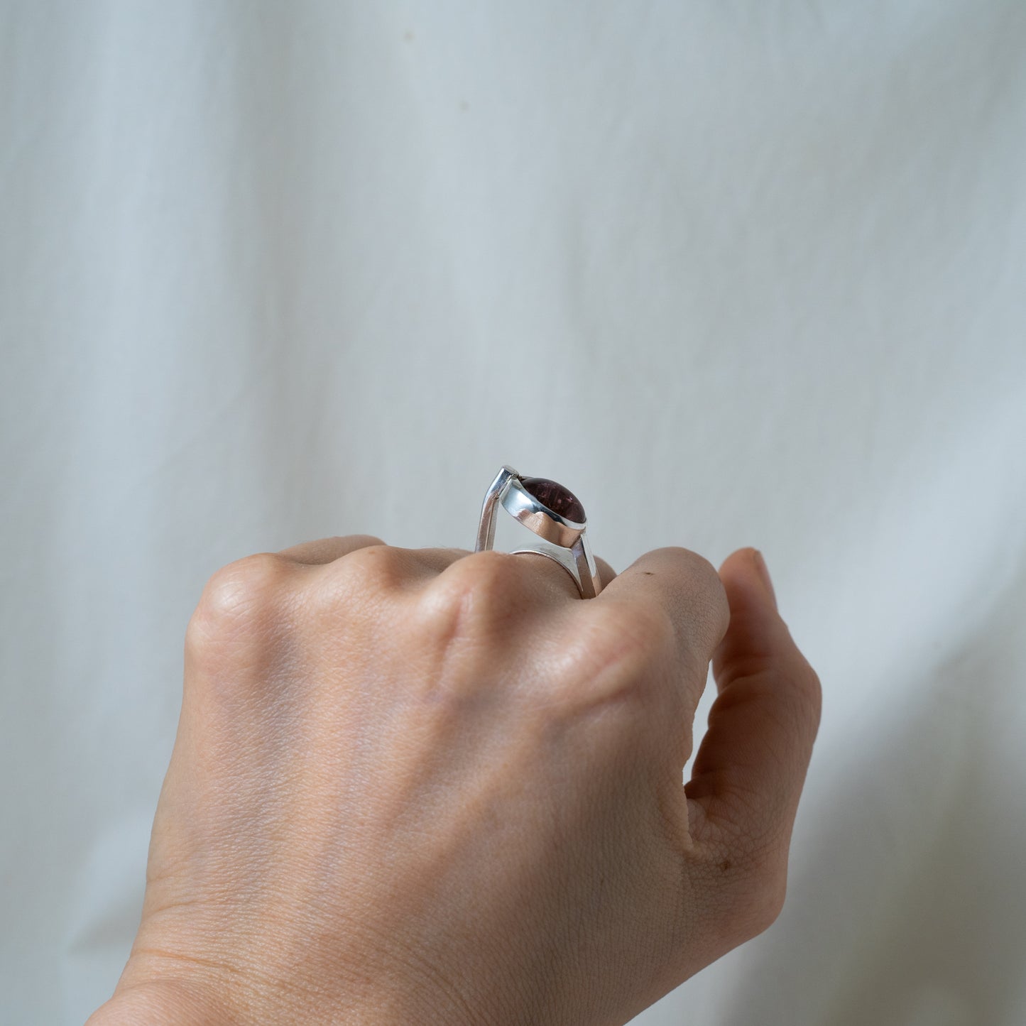 Iconic, retro-inspired, pink tourmaline silver ring