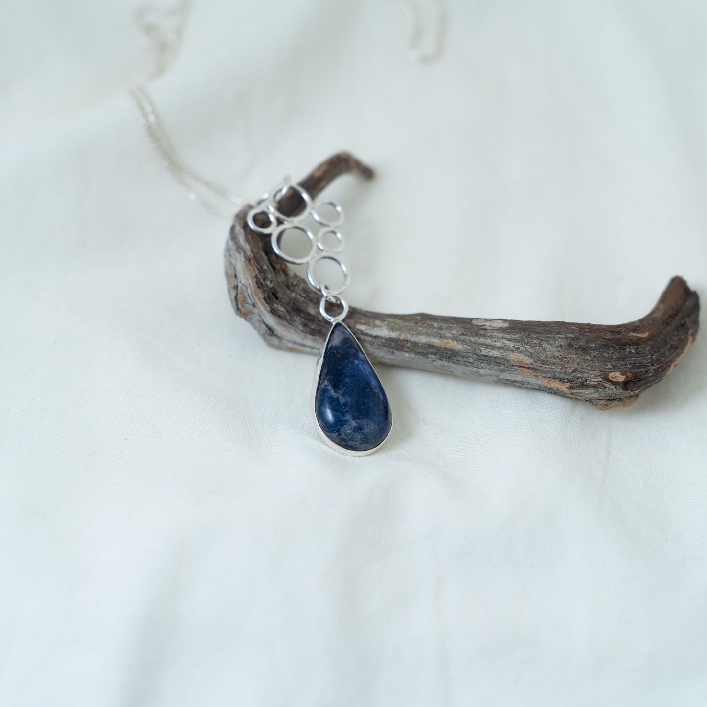 Lapis Lazuli sterling silver circular pendant