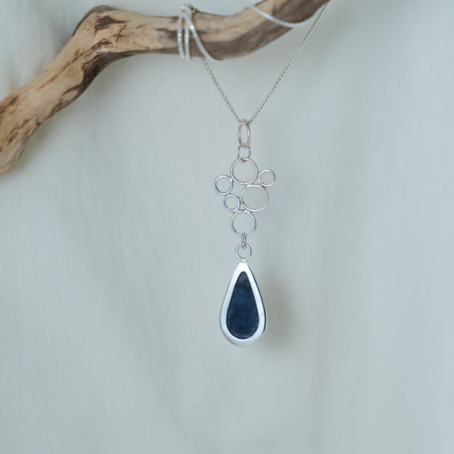 Lapis Lazuli sterling silver circular pendant