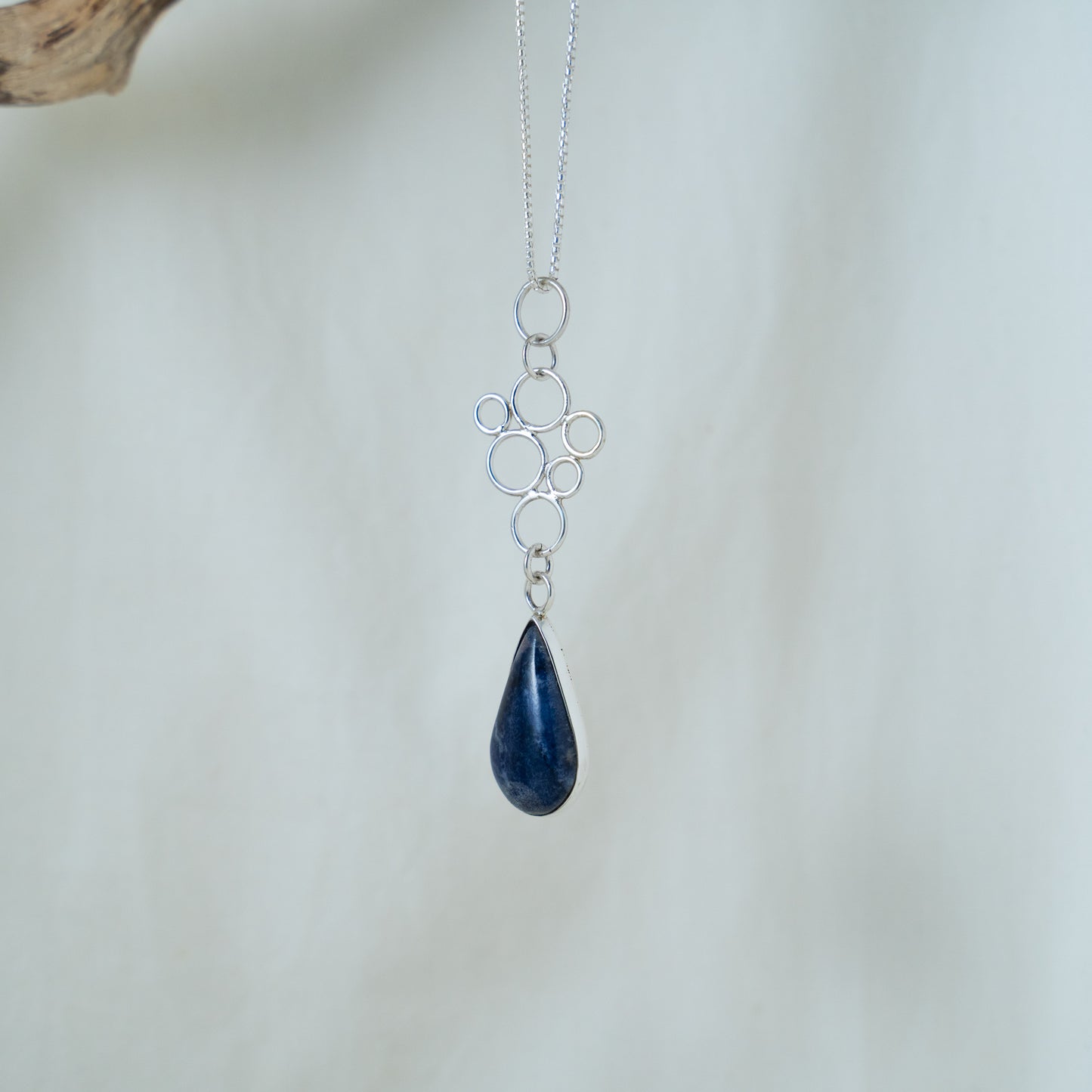 Lapis Lazuli sterling silver circular pendant