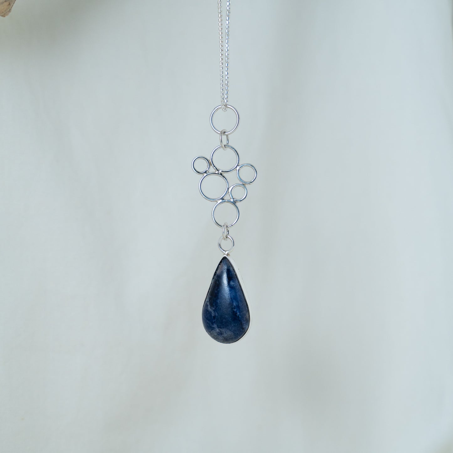 Lapis Lazuli sterling silver circular pendant