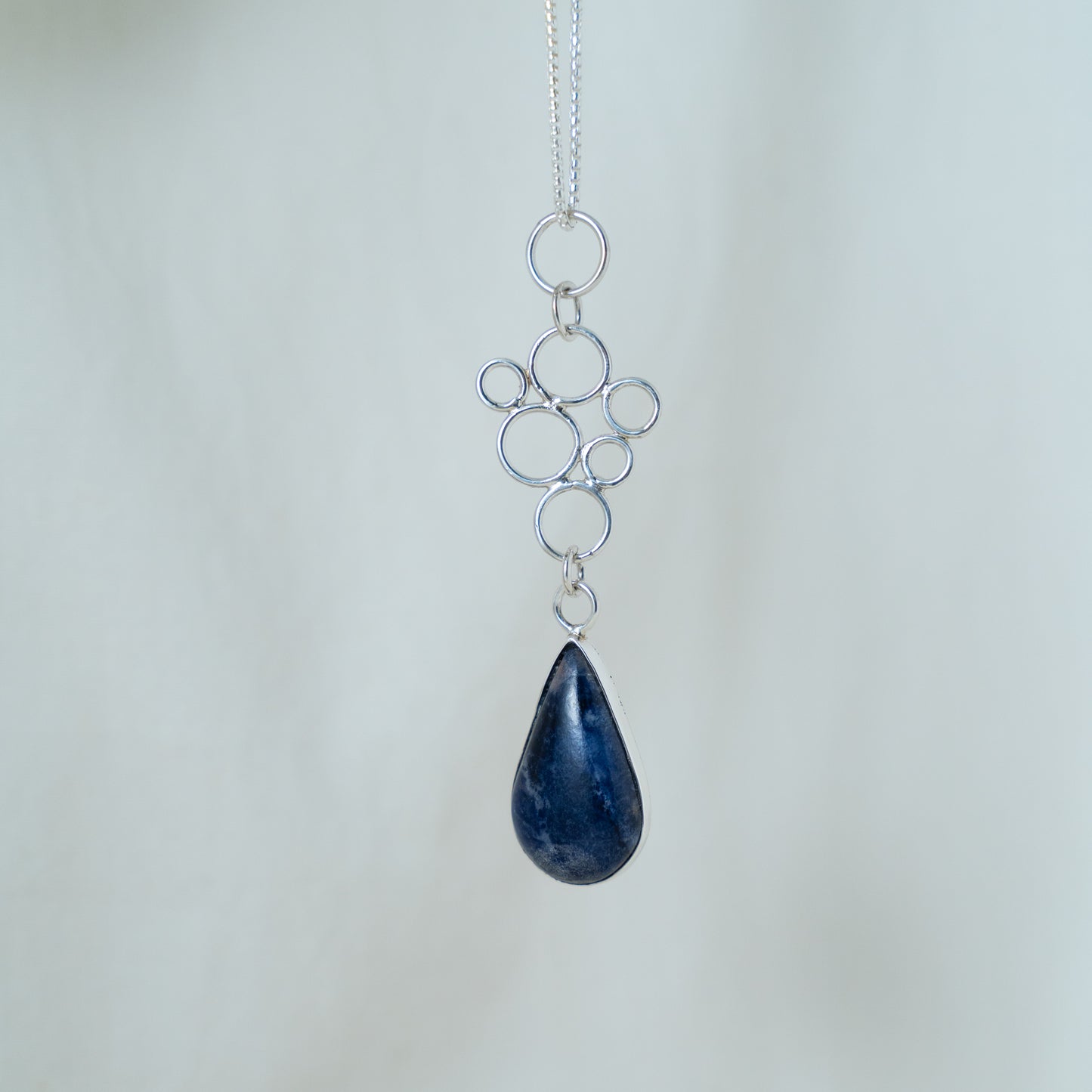 Lapis Lazuli sterling silver circular pendant