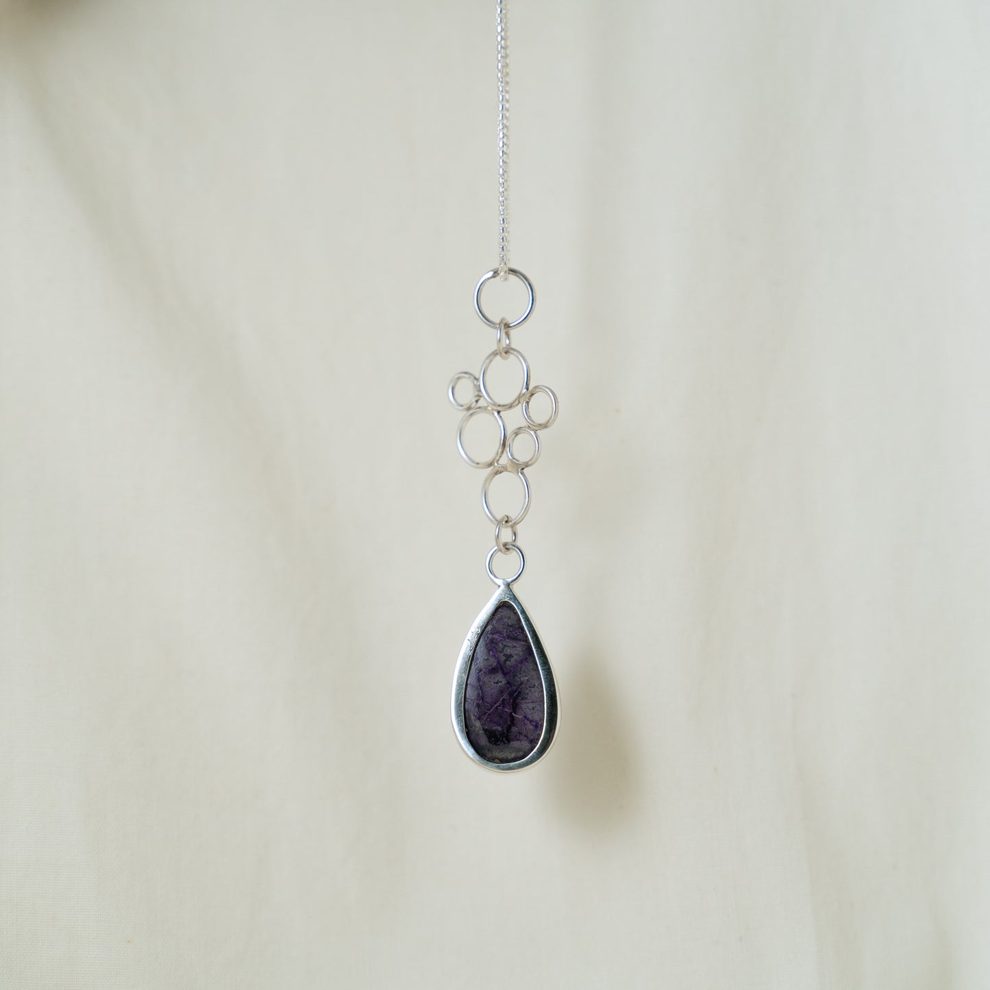 Lapis Lazuli sterling silver circular pendant