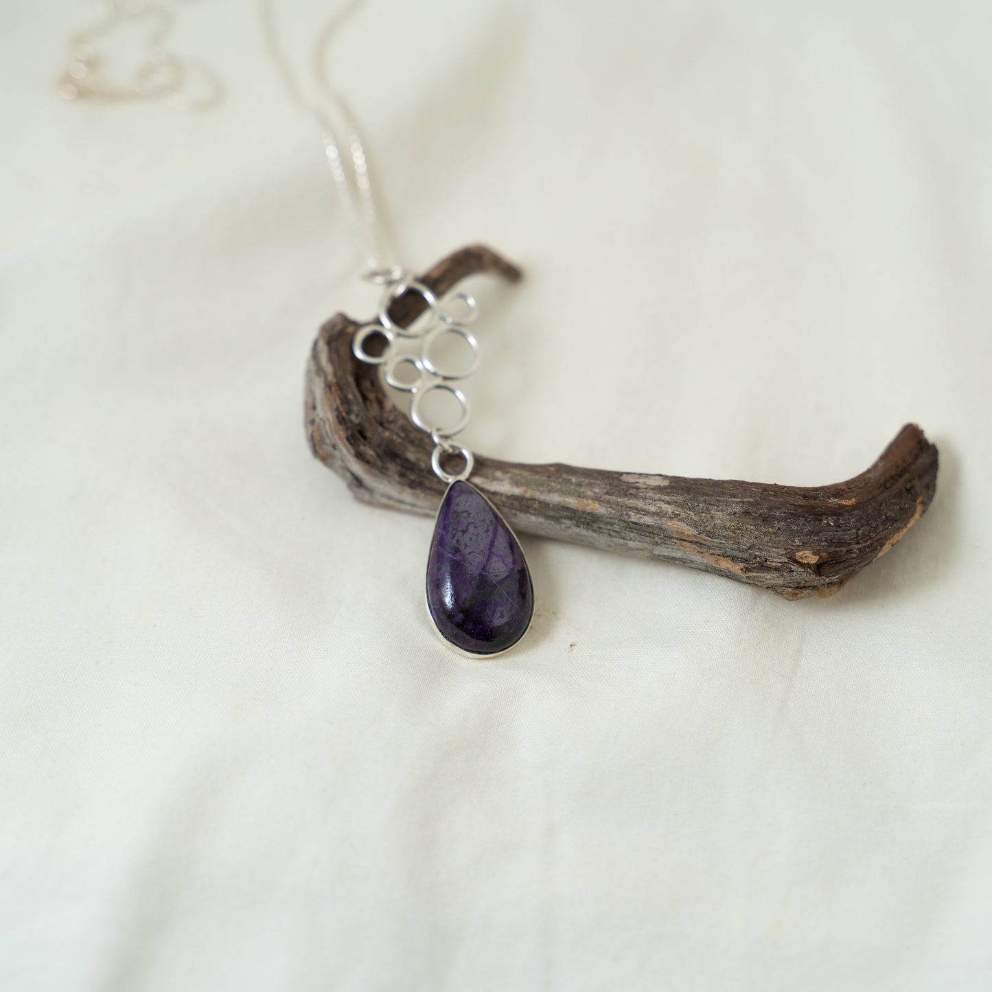 Lapis Lazuli sterling silver circular pendant