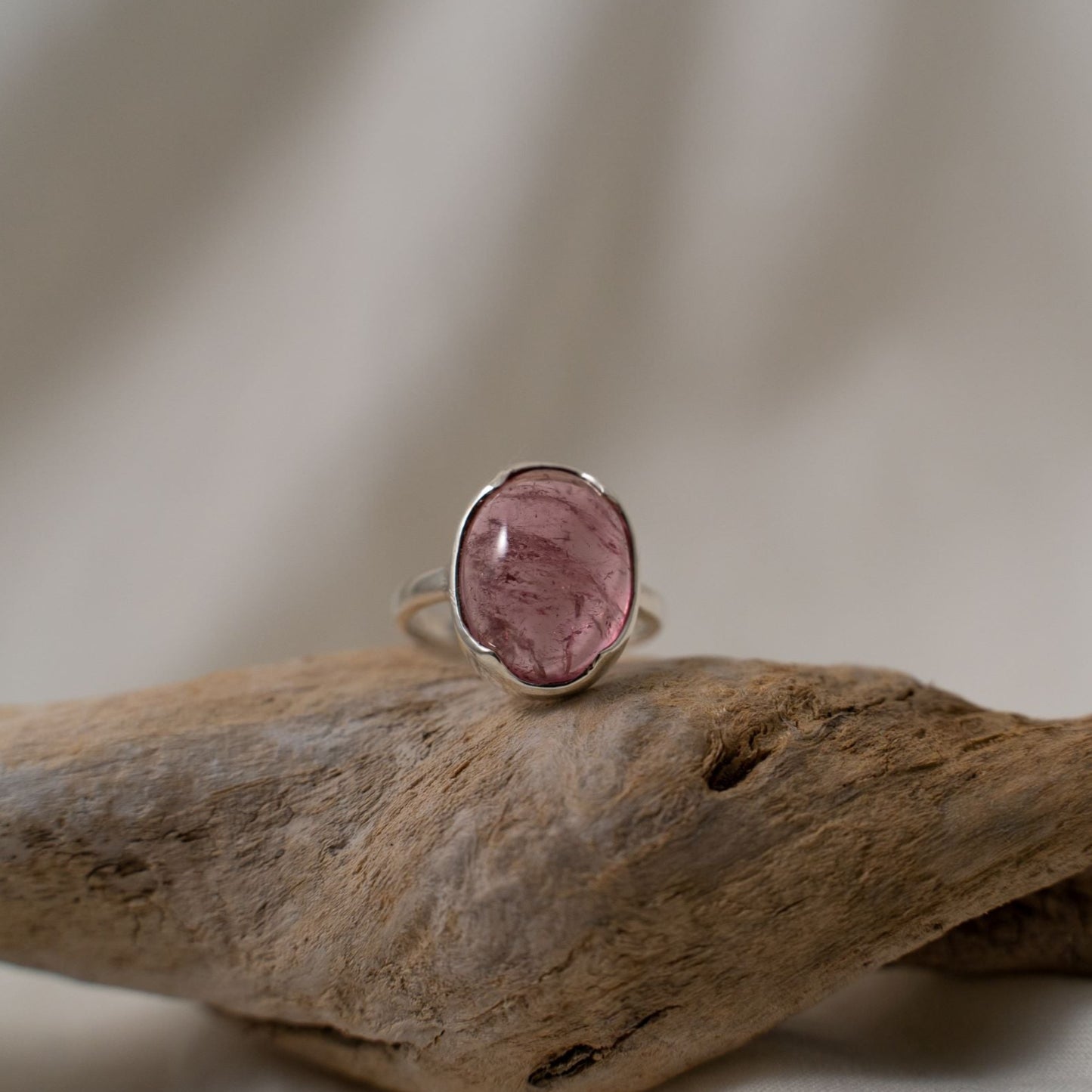 Pink tourmaline set in silver