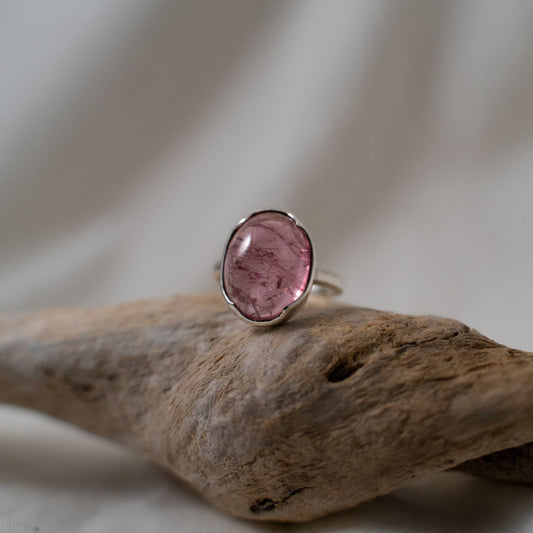 Pink tourmaline set in silver