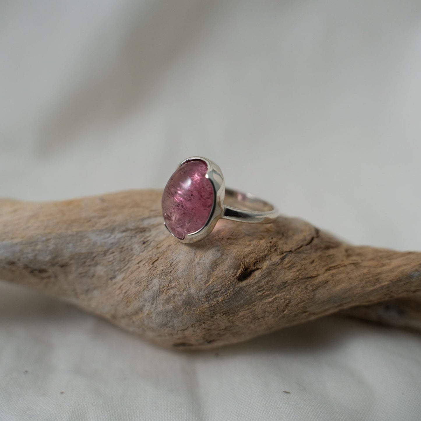 Pink tourmaline set in silver