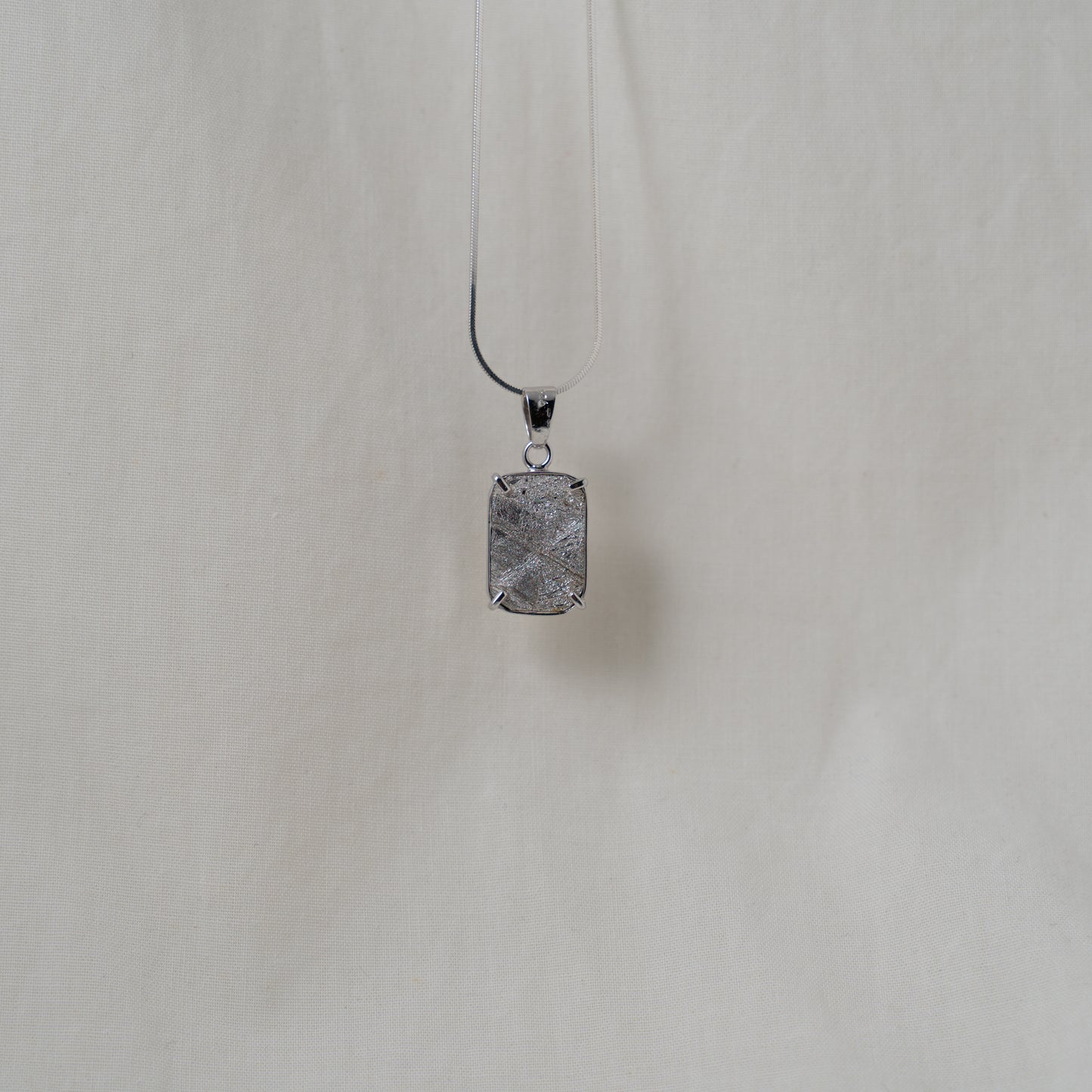 Volans | Namibian Rectangular meteorite silver pendant
