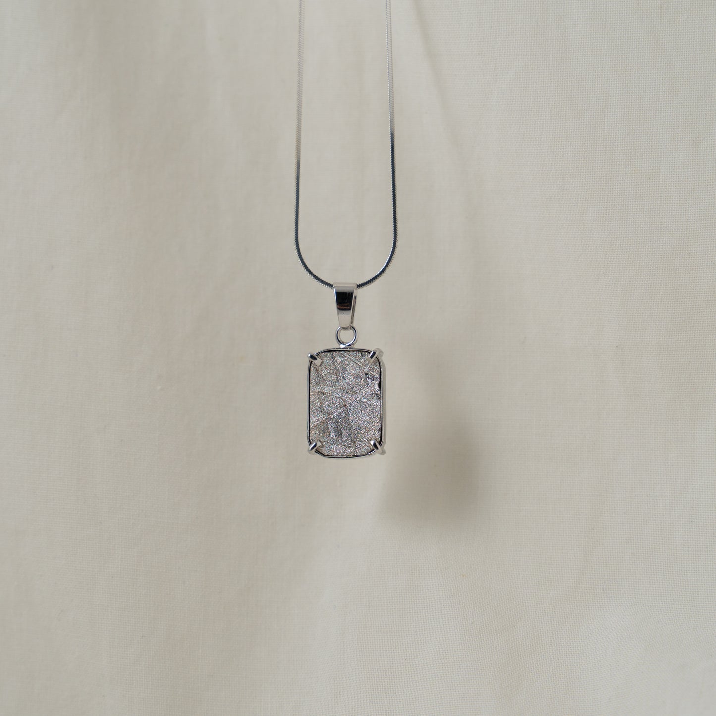 Volans | Namibian Rectangular meteorite silver pendant