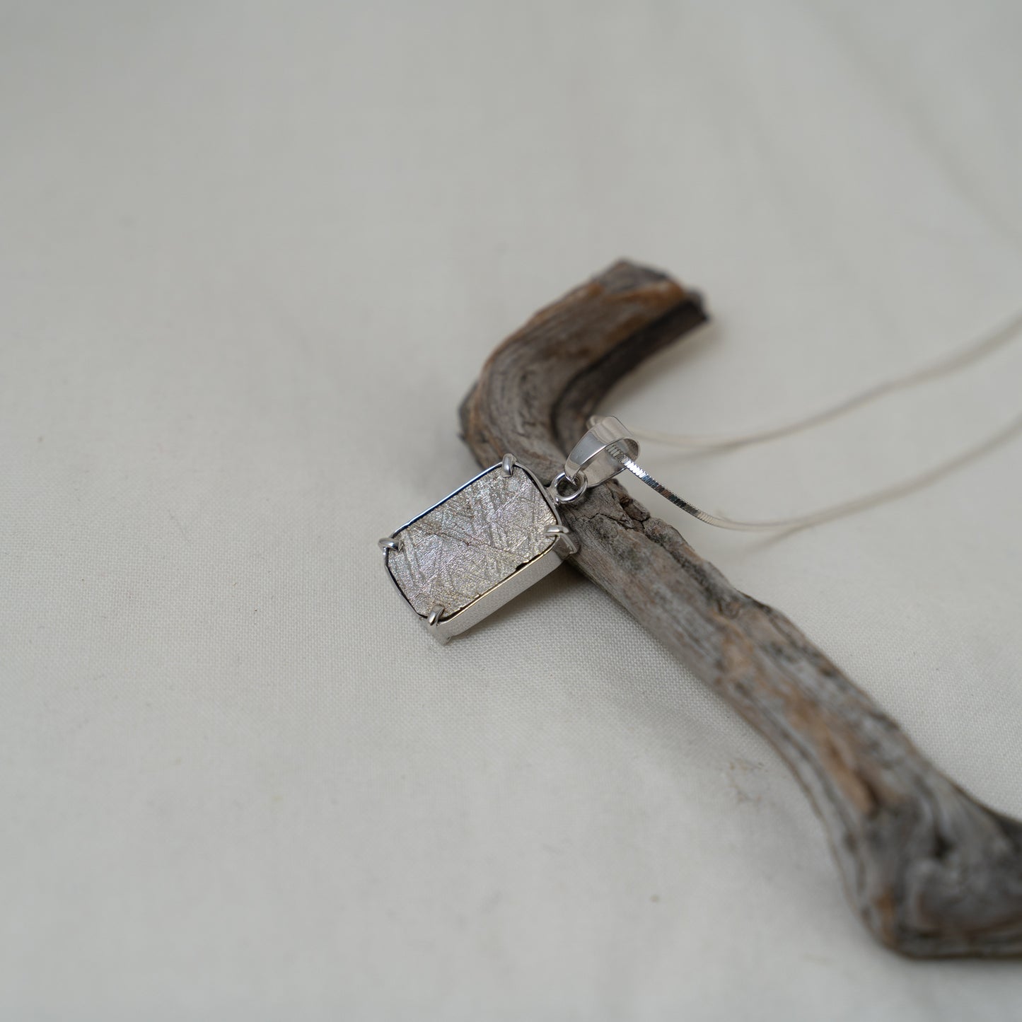 Volans | Namibian Rectangular meteorite silver pendant