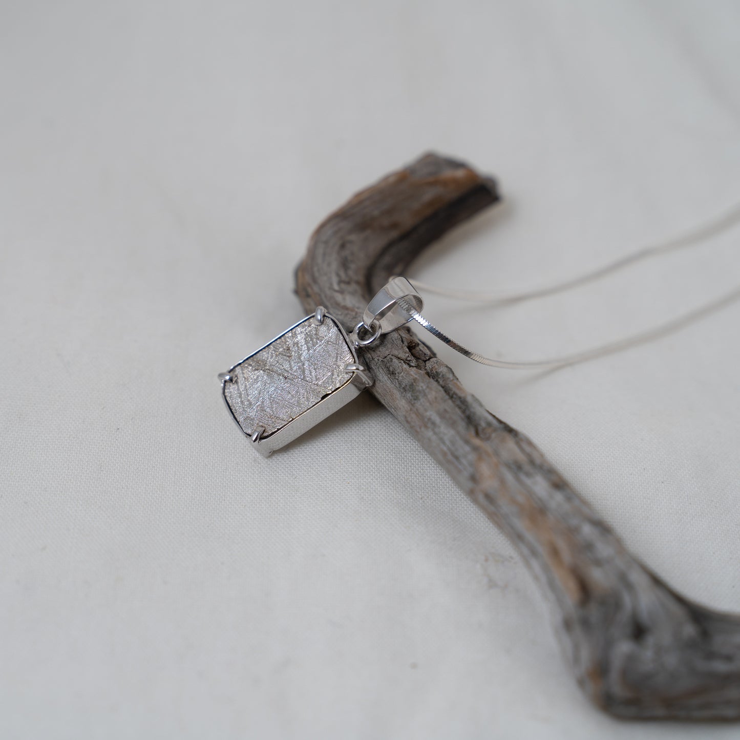 Volans | Namibian Rectangular meteorite silver pendant