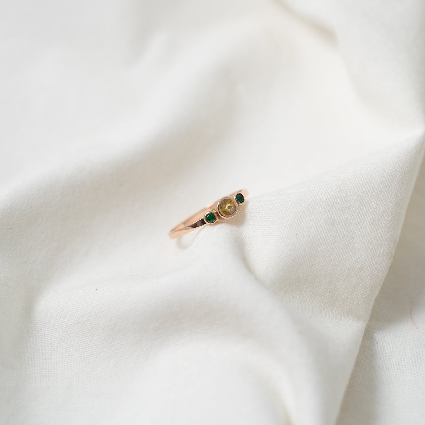 Taiga | Yellow sapphire and emerald rose gold ring