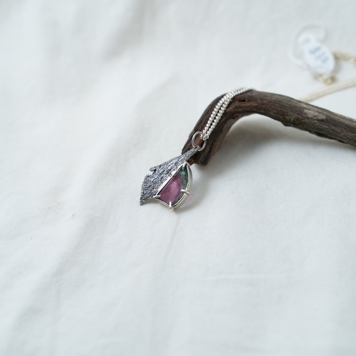 Altair | meteorite and watermelon tourmaline silver necklace