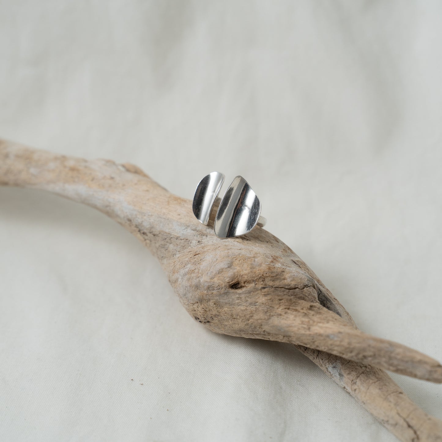 Open Silver Petal Ring