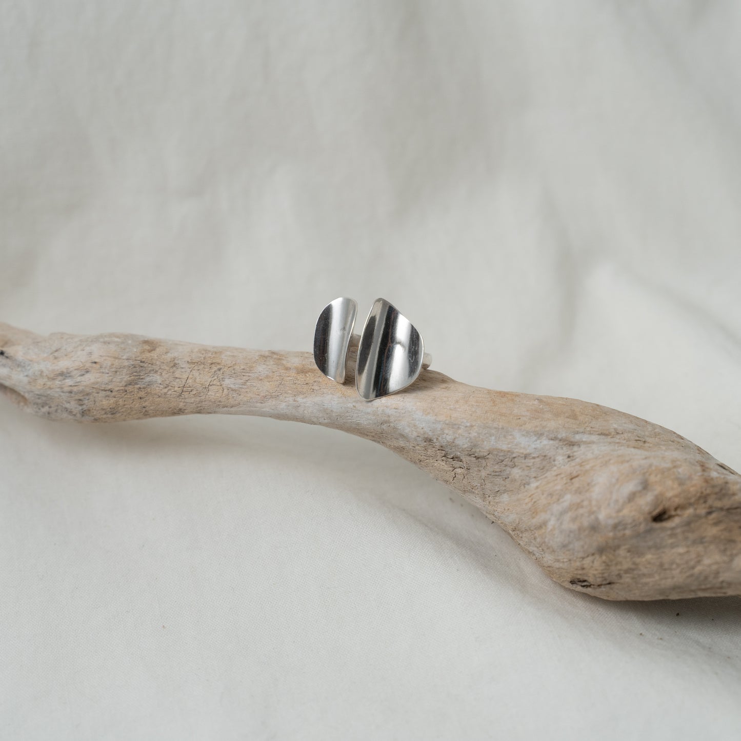 Open Silver Petal Ring