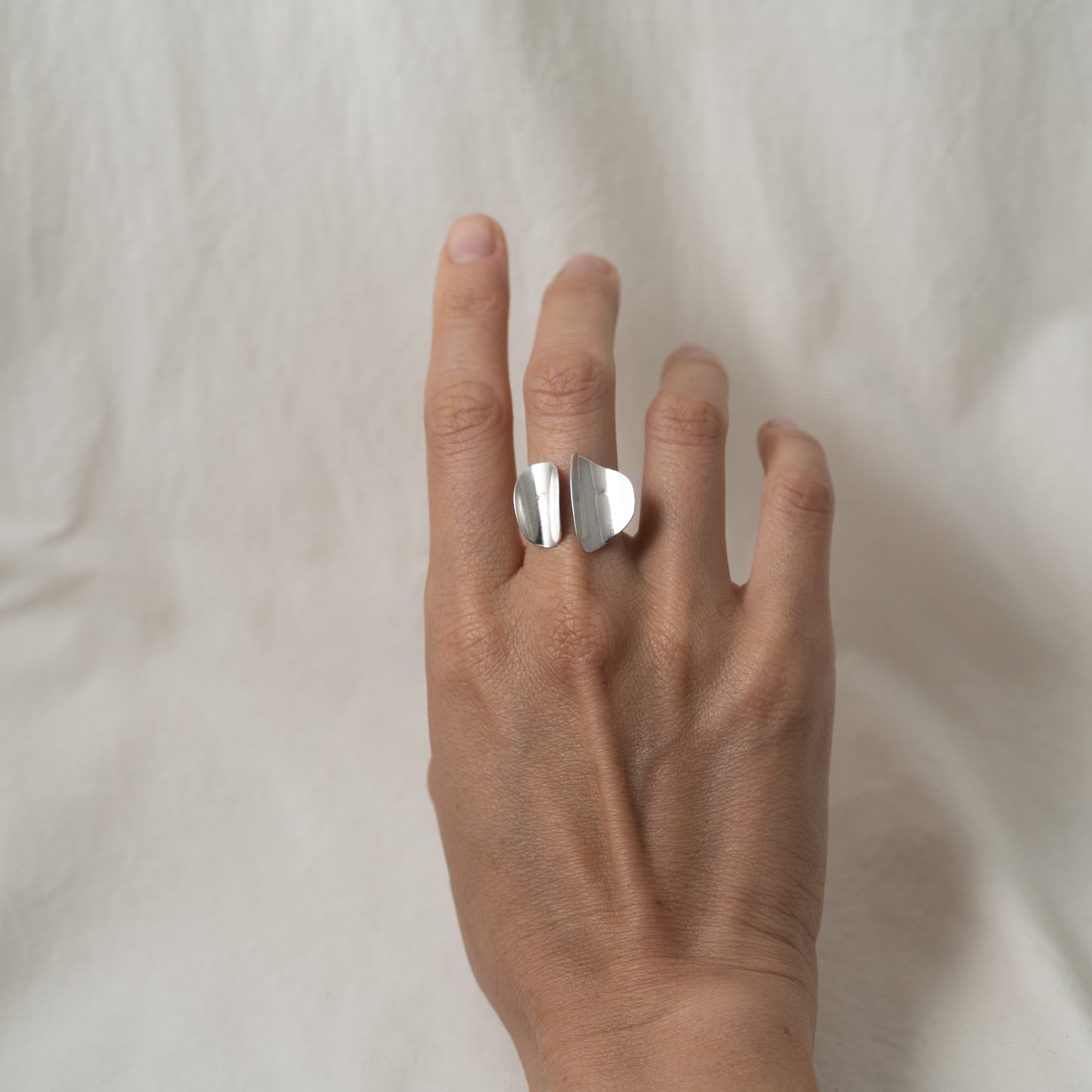 Open Silver Petal Ring