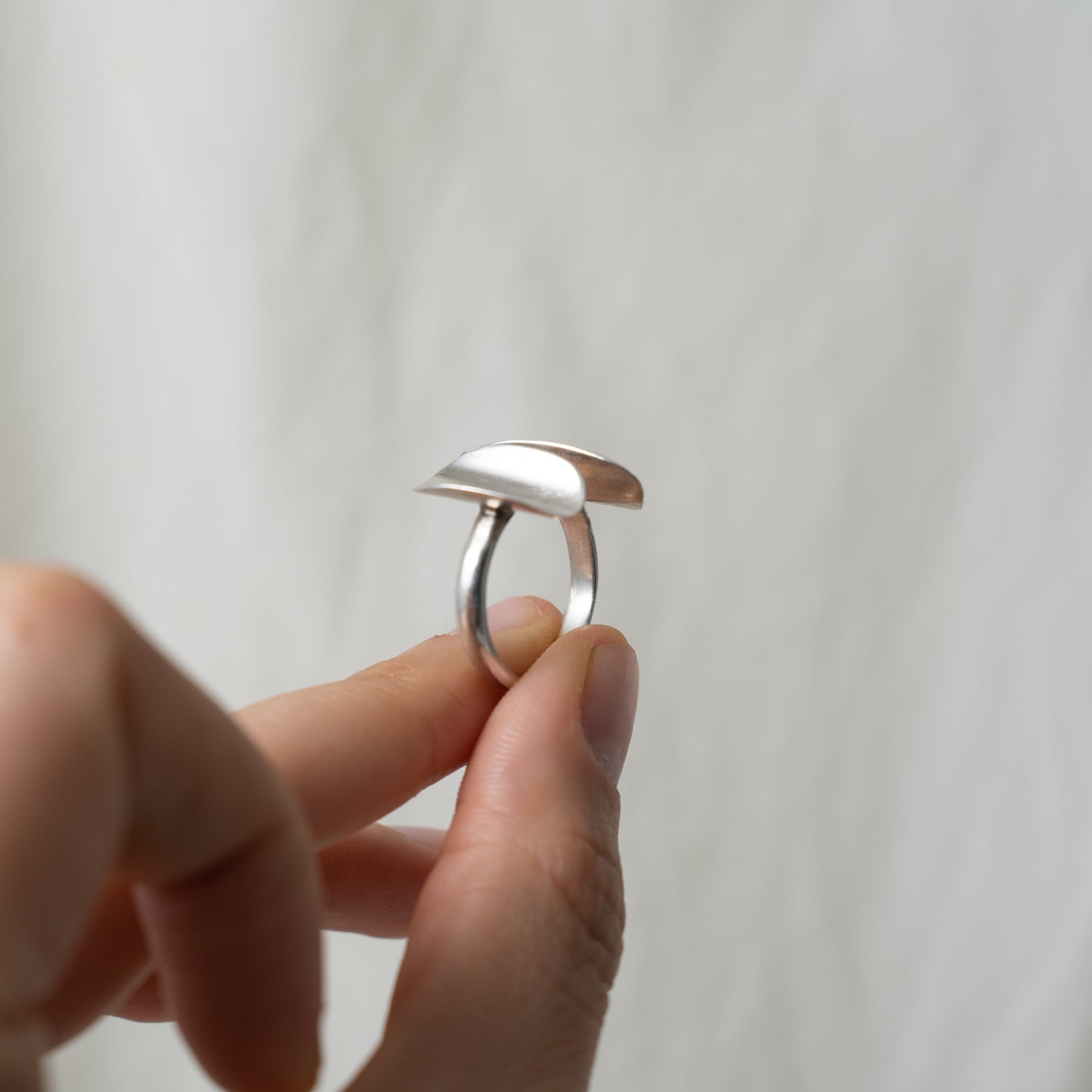 Open Silver Petal Ring