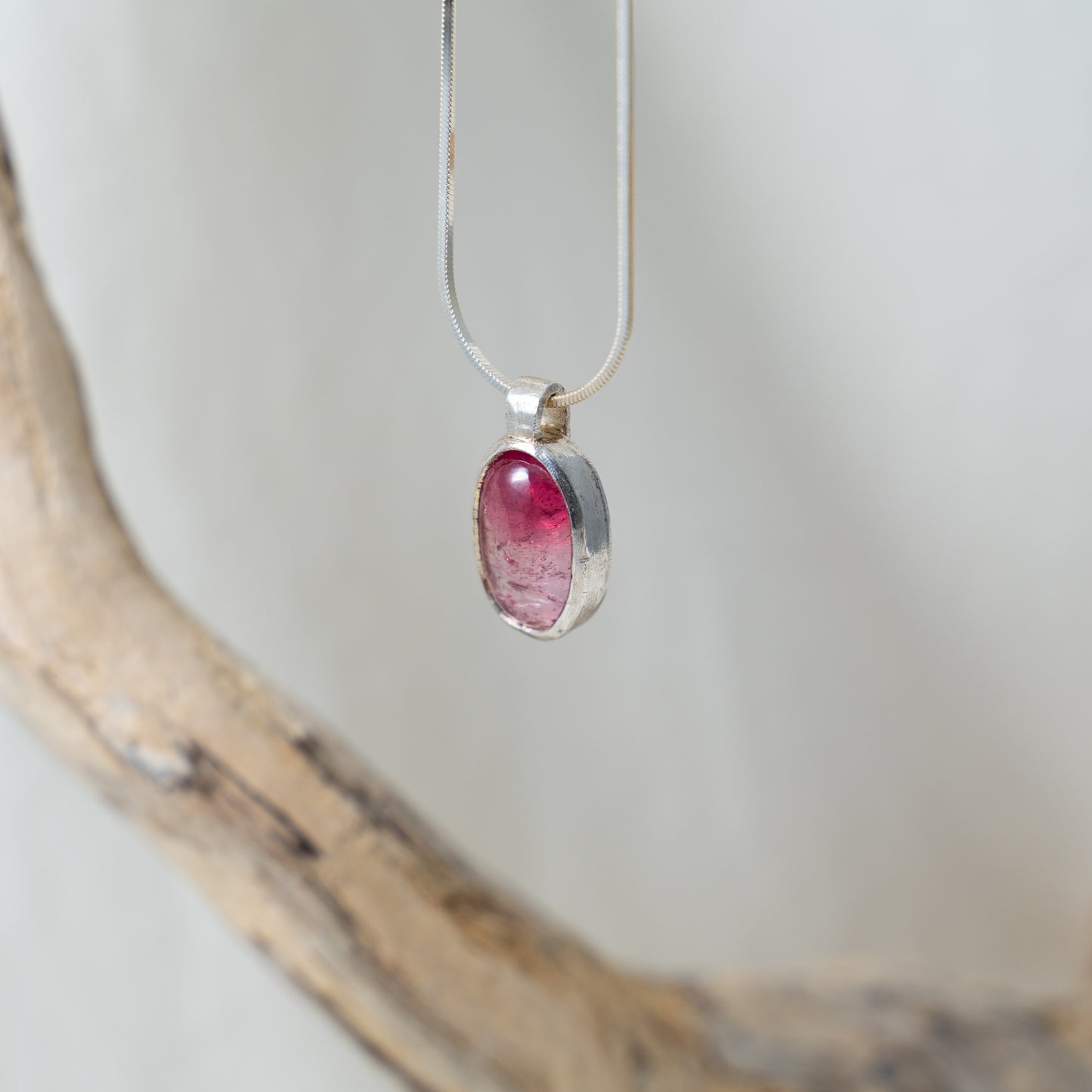 Bi-color pink tourmaline silver pendant