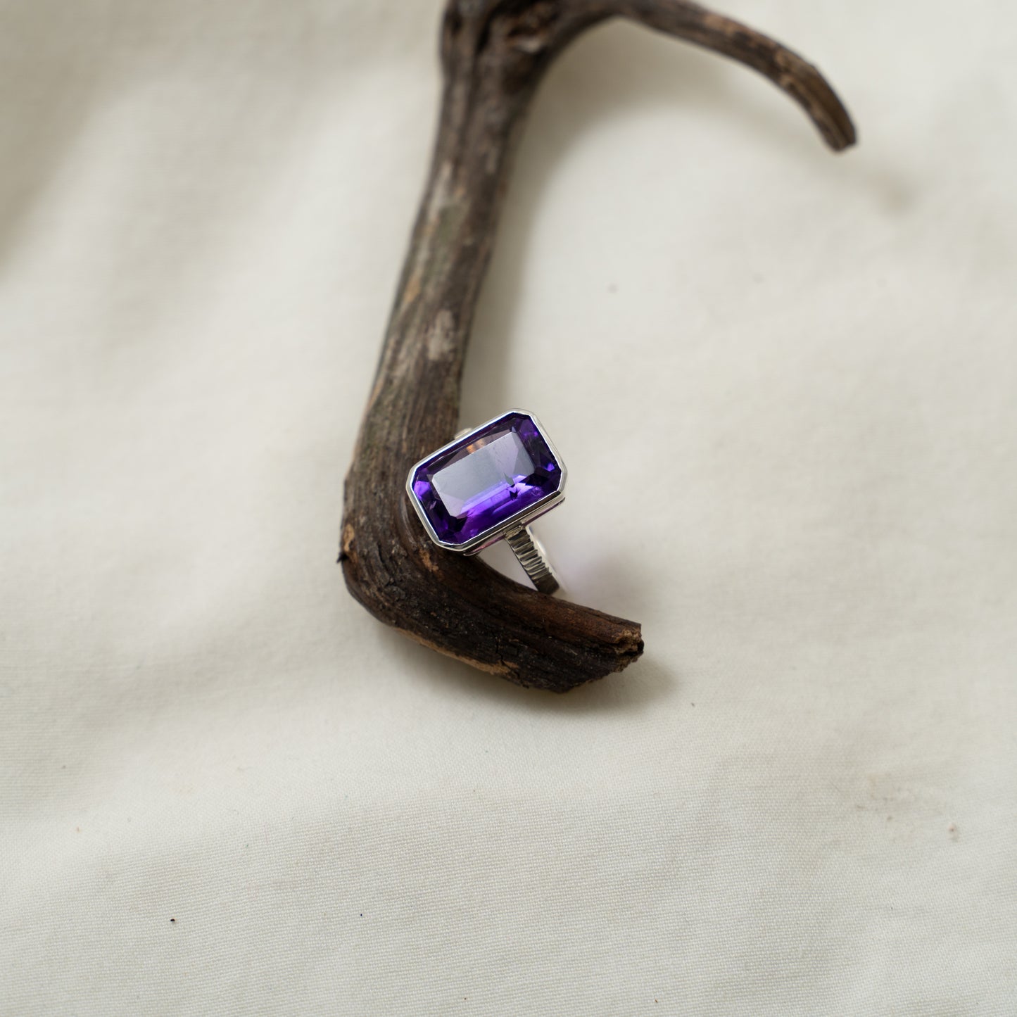 Amethyst statement silver ring