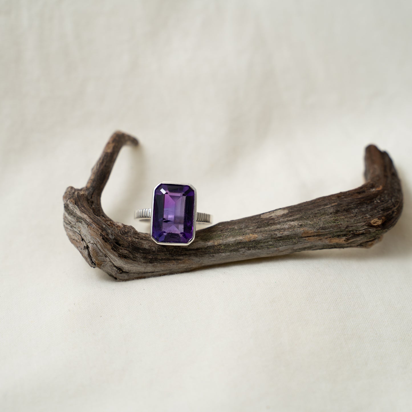 Amethyst statement silver ring
