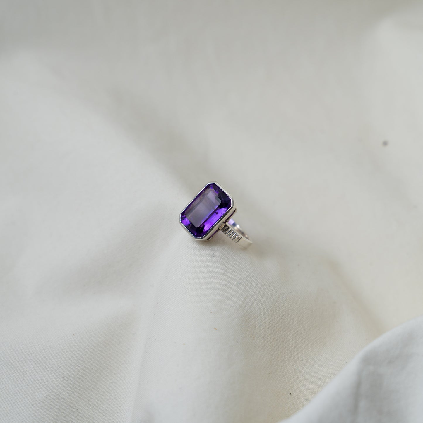 Amethyst statement silver ring