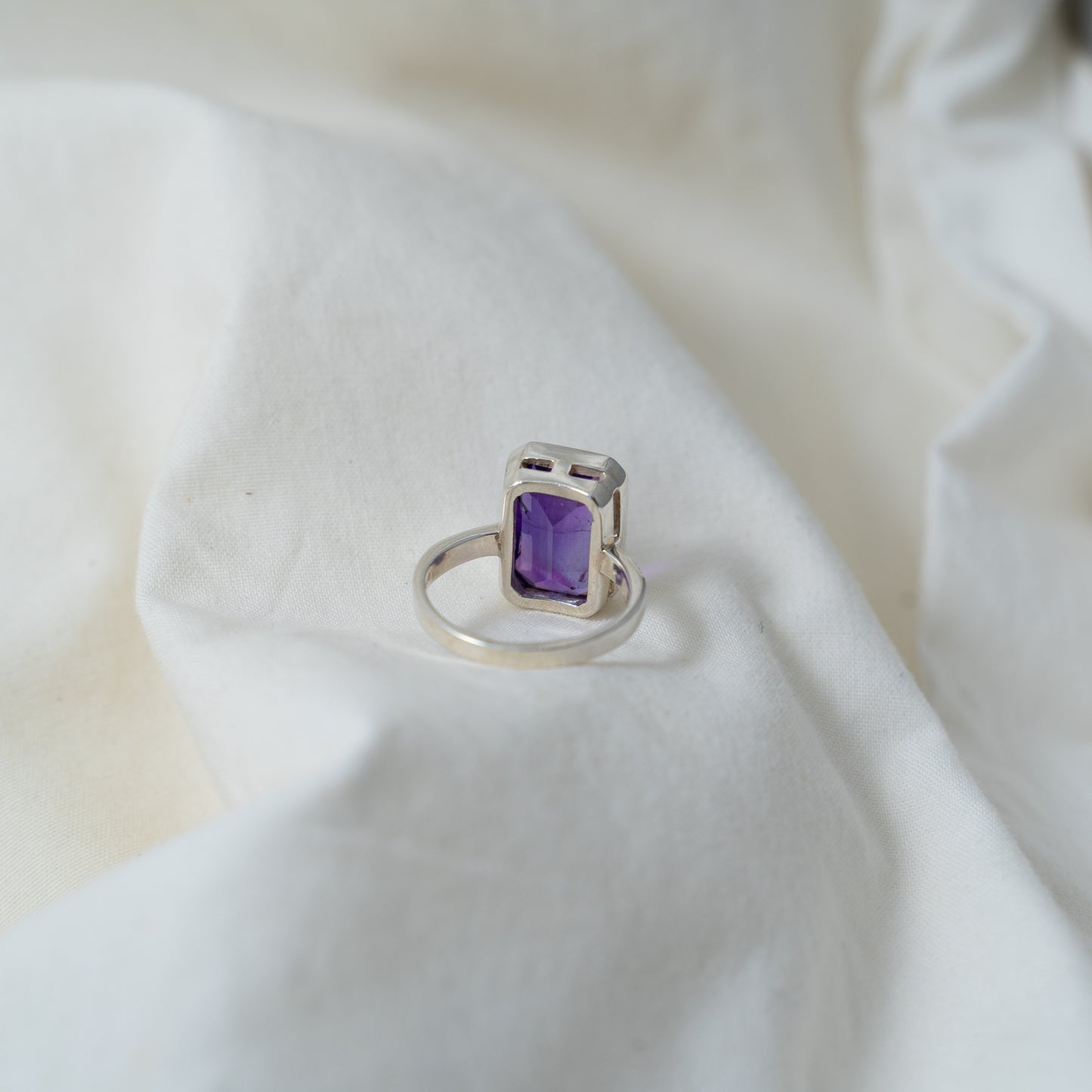 Amethyst statement silver ring