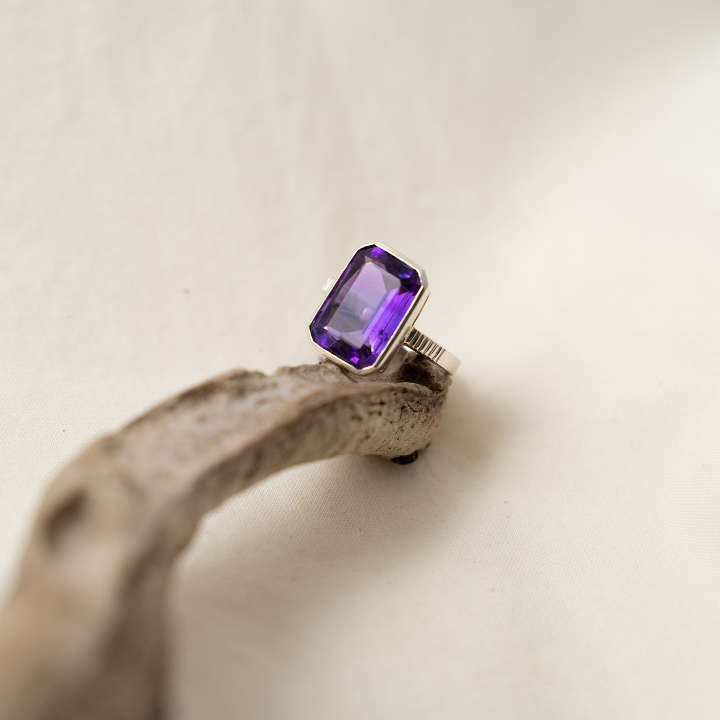 Amethyst statement silver ring