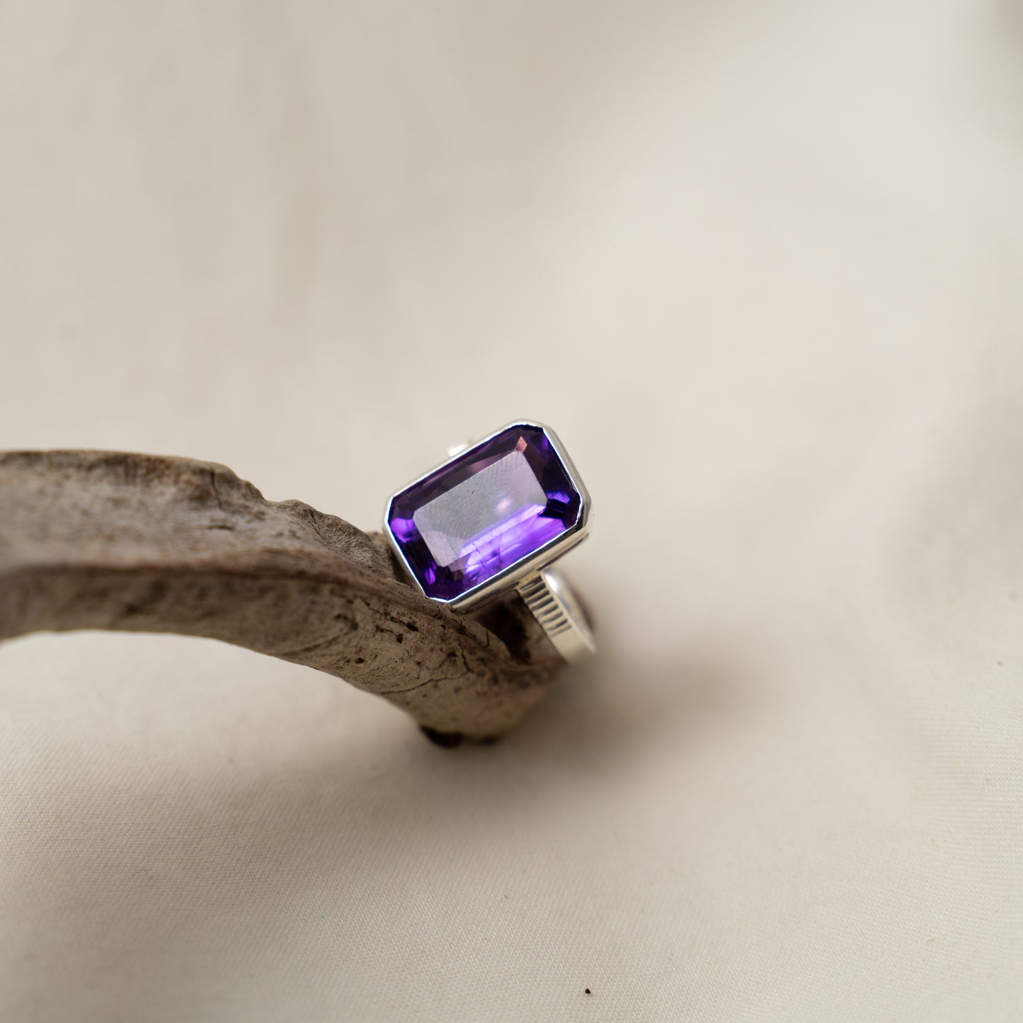 Amethyst statement silver ring