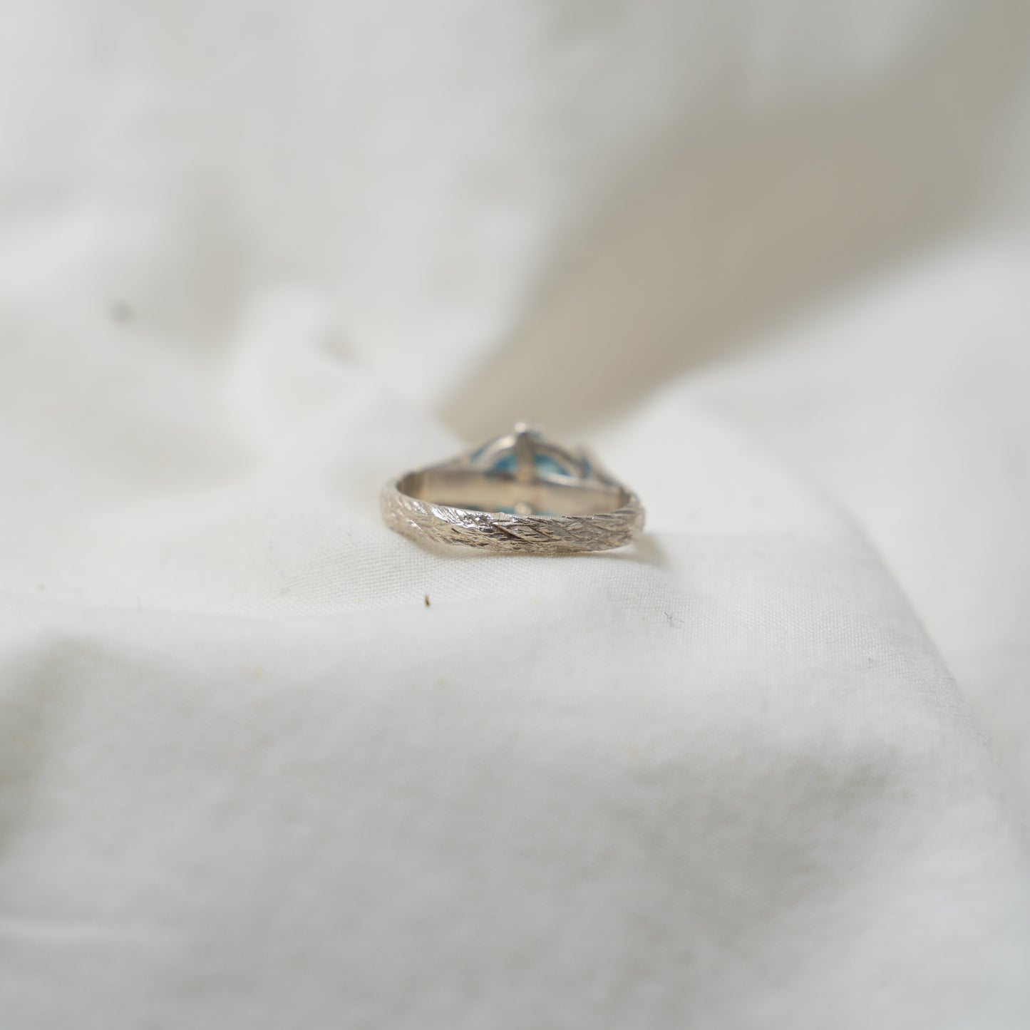 Forest inspired aquamarine silver ring