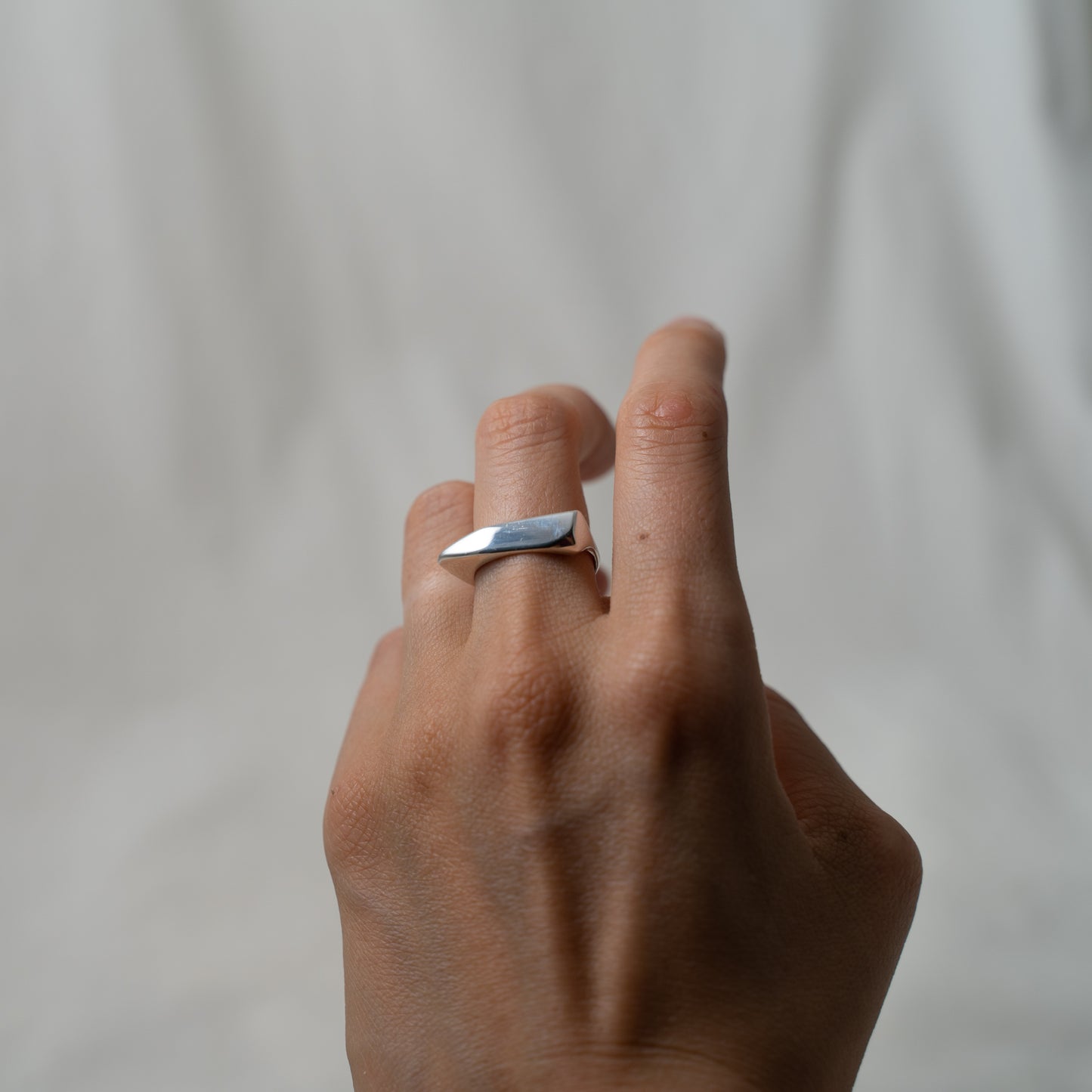 Contemporary silver signet ring