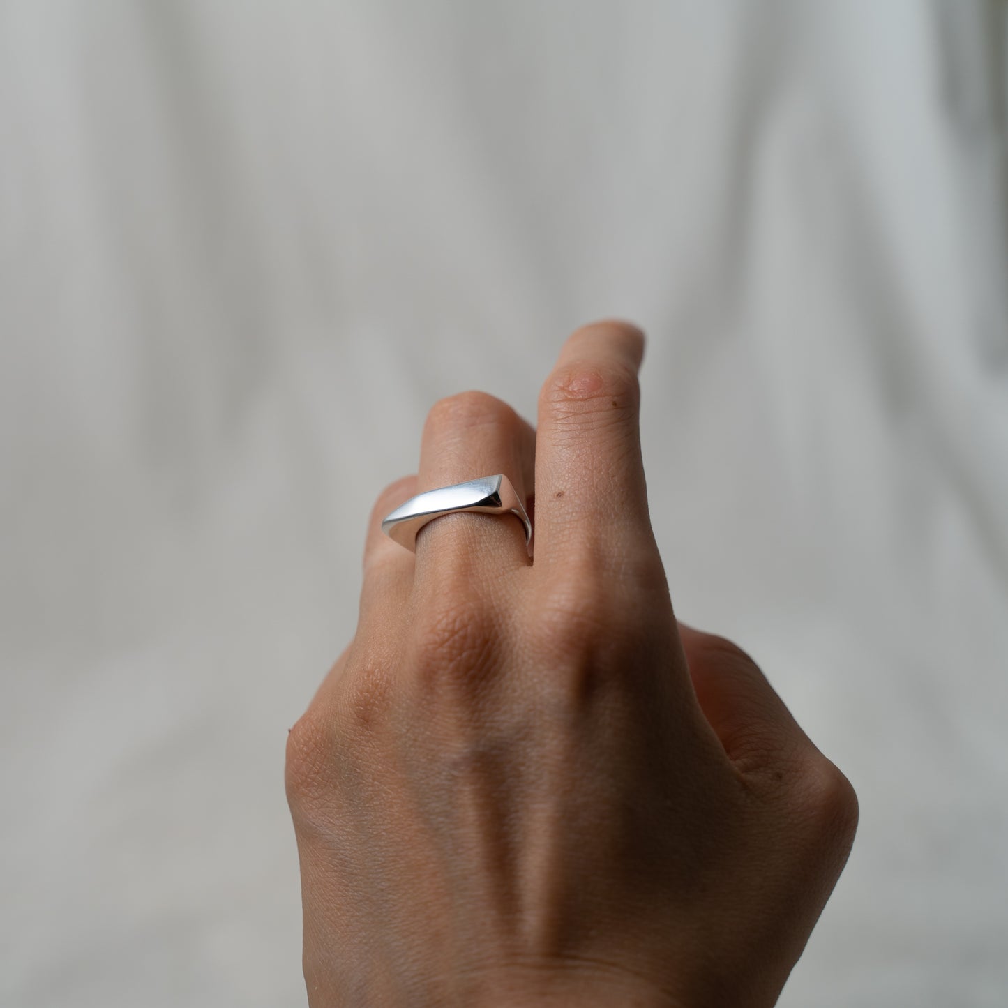 Contemporary silver signet ring