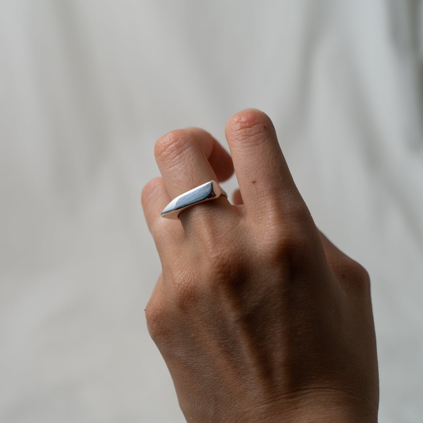 Contemporary silver signet ring