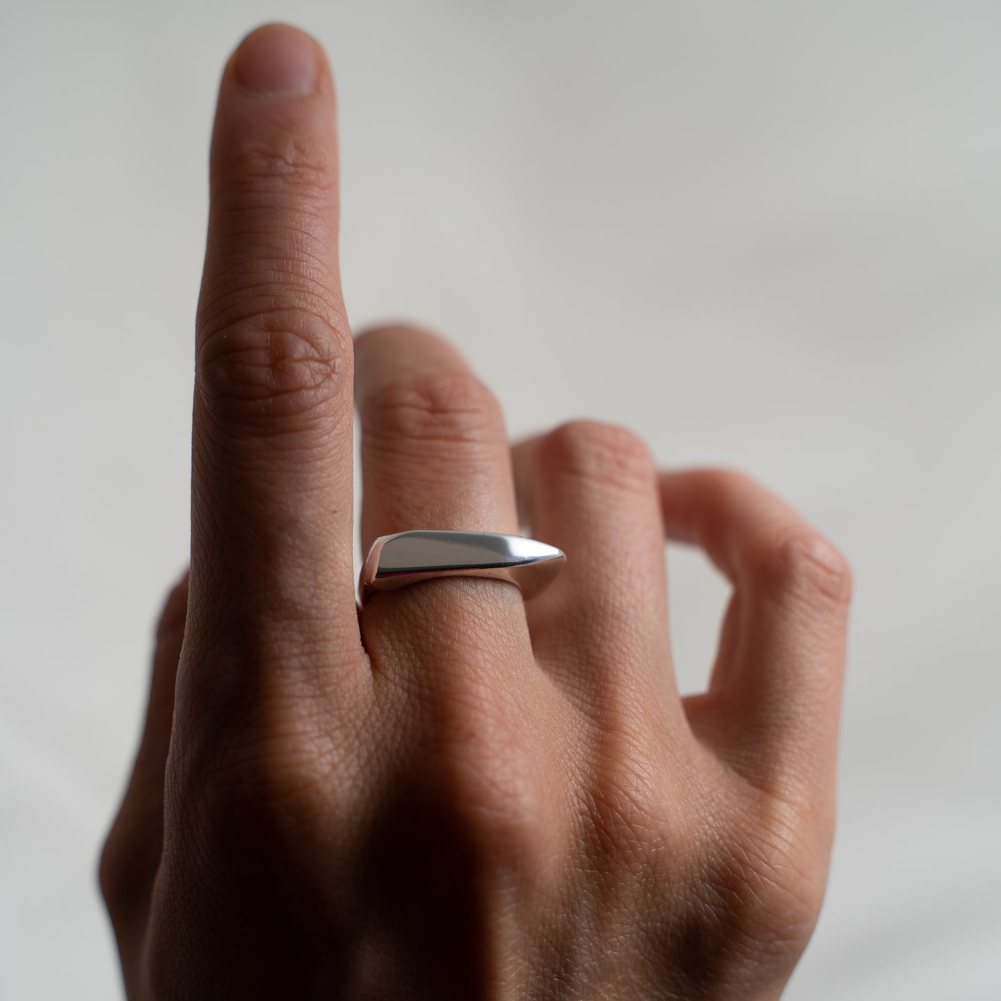 Contemporary silver signet ring