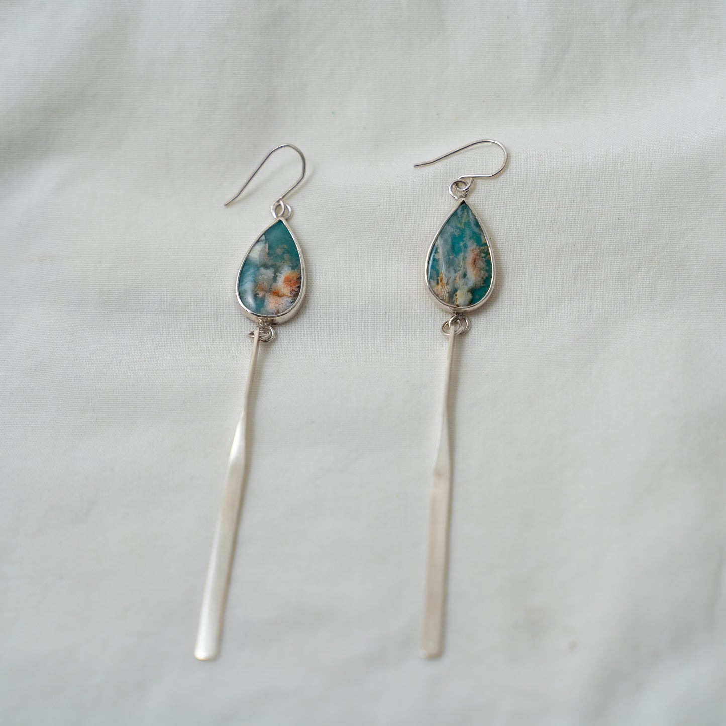 Elegant coral sea silver dangle earrings