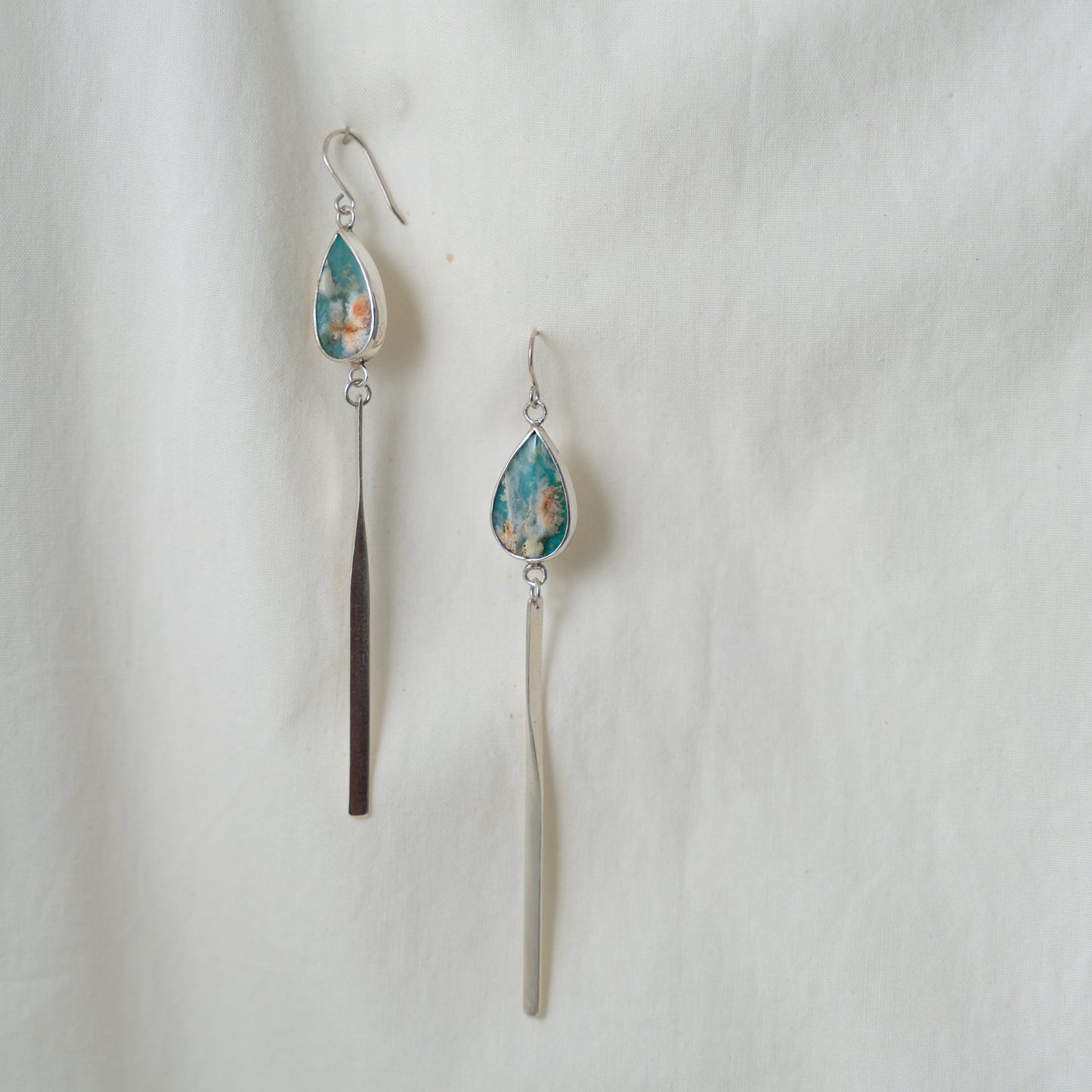 Elegant coral sea silver dangle earrings